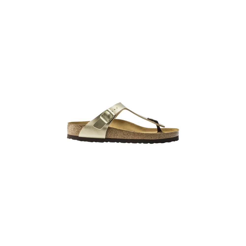 Gold Synthetic Flat Sandals - TIZZIL