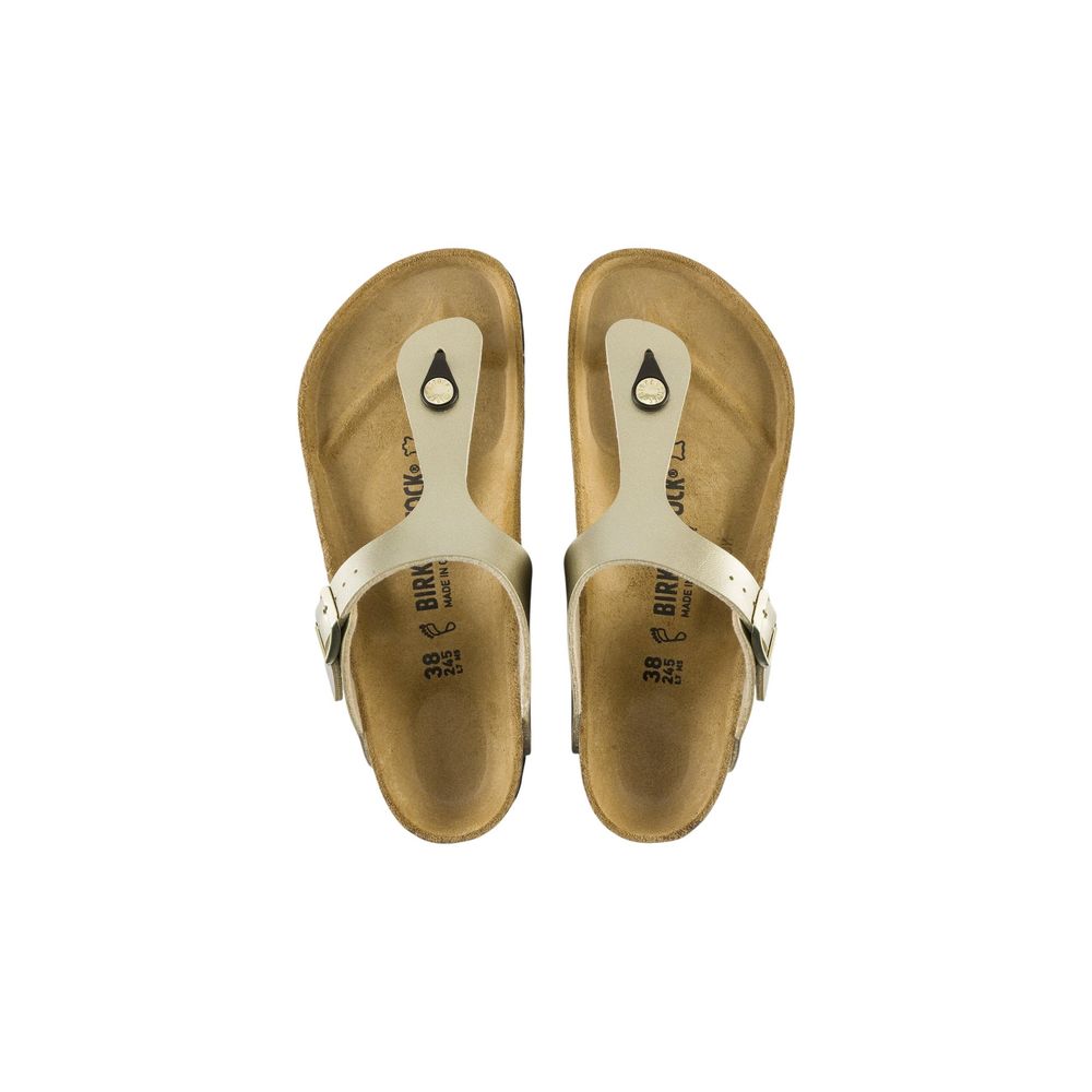 Gold Synthetic Flat Sandals - TIZZIL