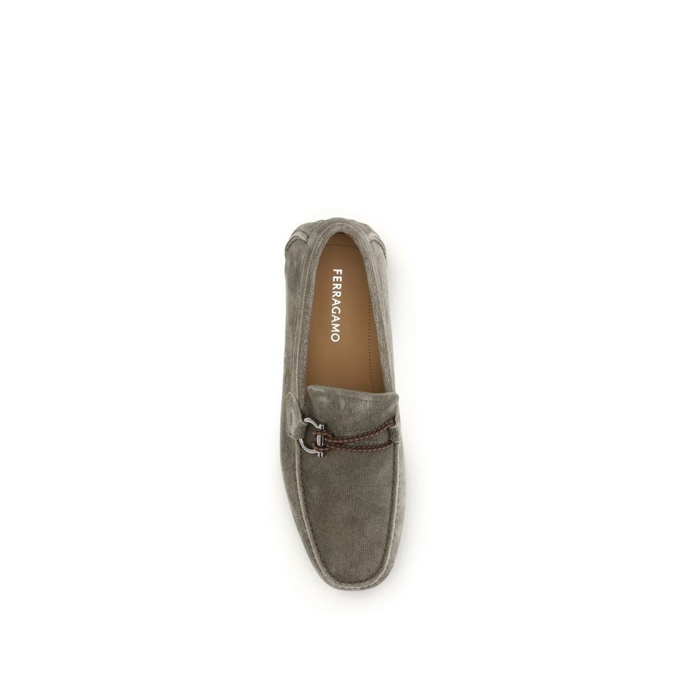 Gray Calf Leather Bos Taurus Slip - On Loafers - TIZZIL