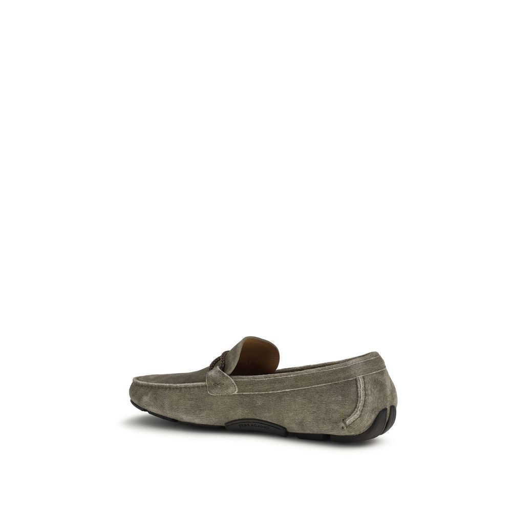 Gray Calf Leather Bos Taurus Slip - On Loafers - TIZZIL