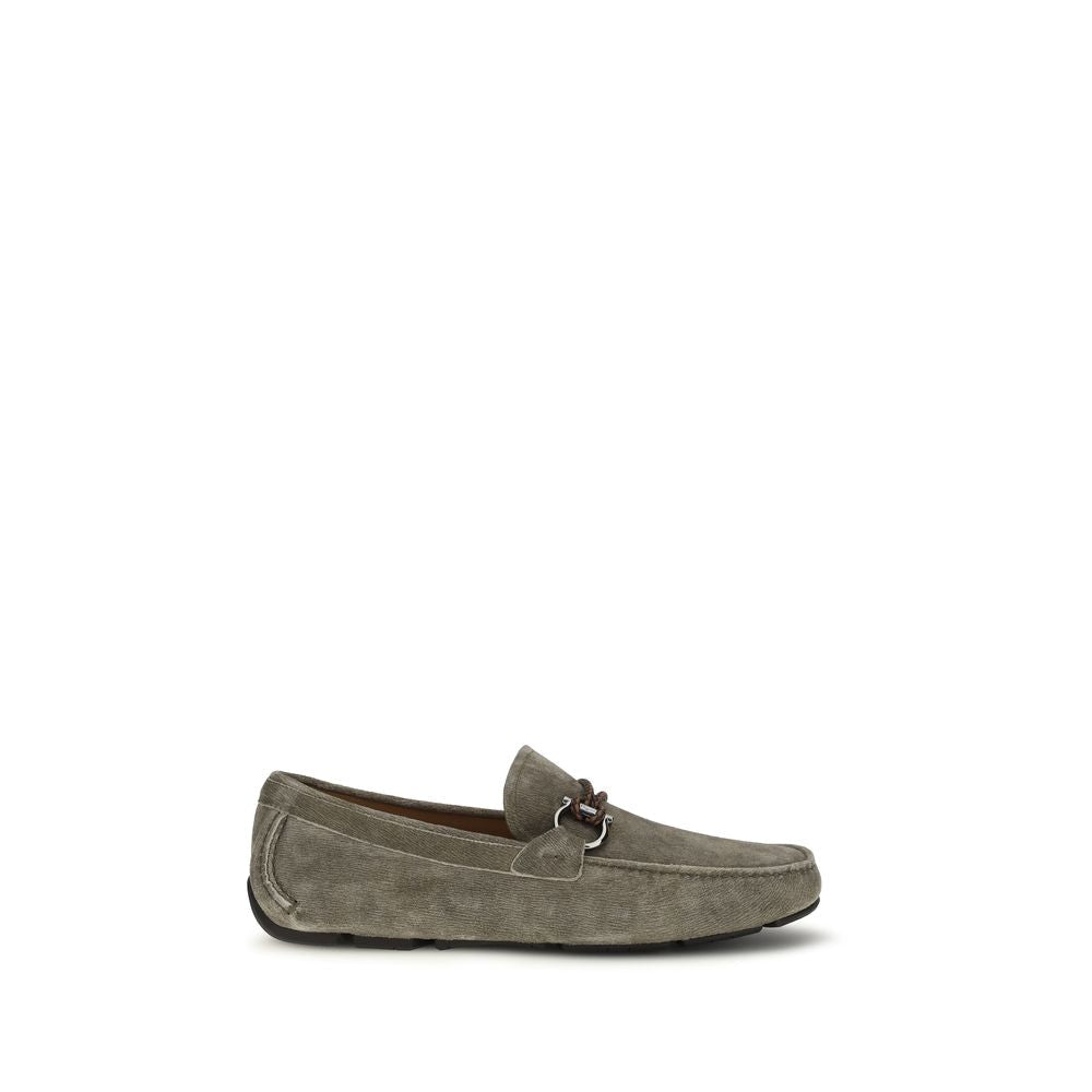 Gray Calf Leather Bos Taurus Slip - On Loafers - TIZZIL