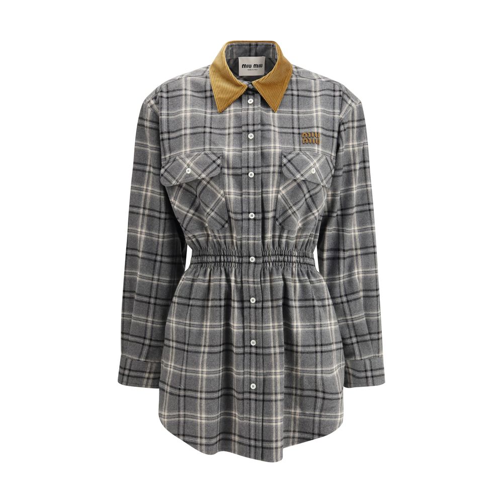 Gray Cotton Casual Dress - TIZZIL