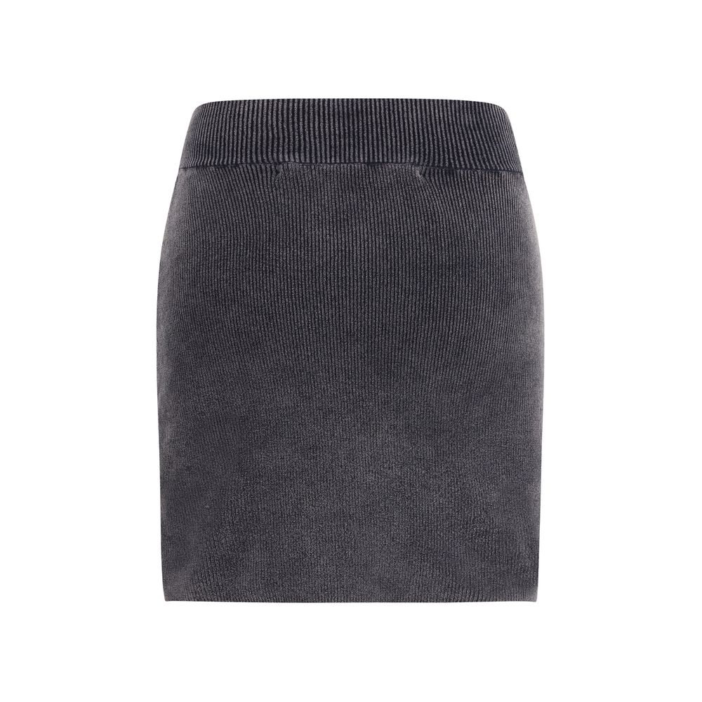Gray Cotton Mini Skirt - TIZZIL