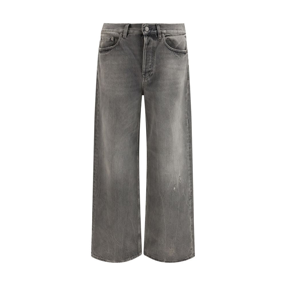 Gray Cotton Relaxed Fit Jeans - TIZZIL