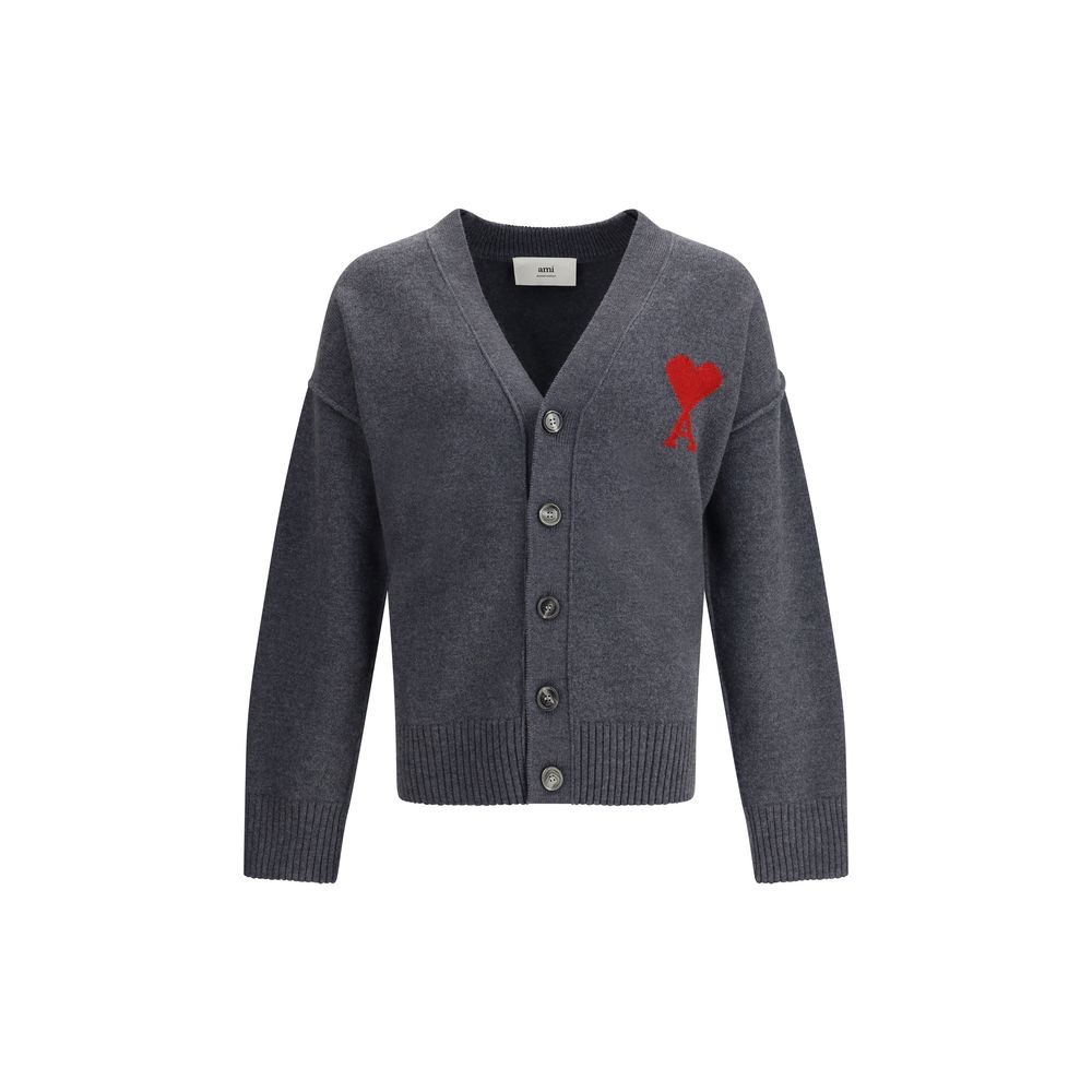Gray Fleece Wool Cardigan - TIZZIL