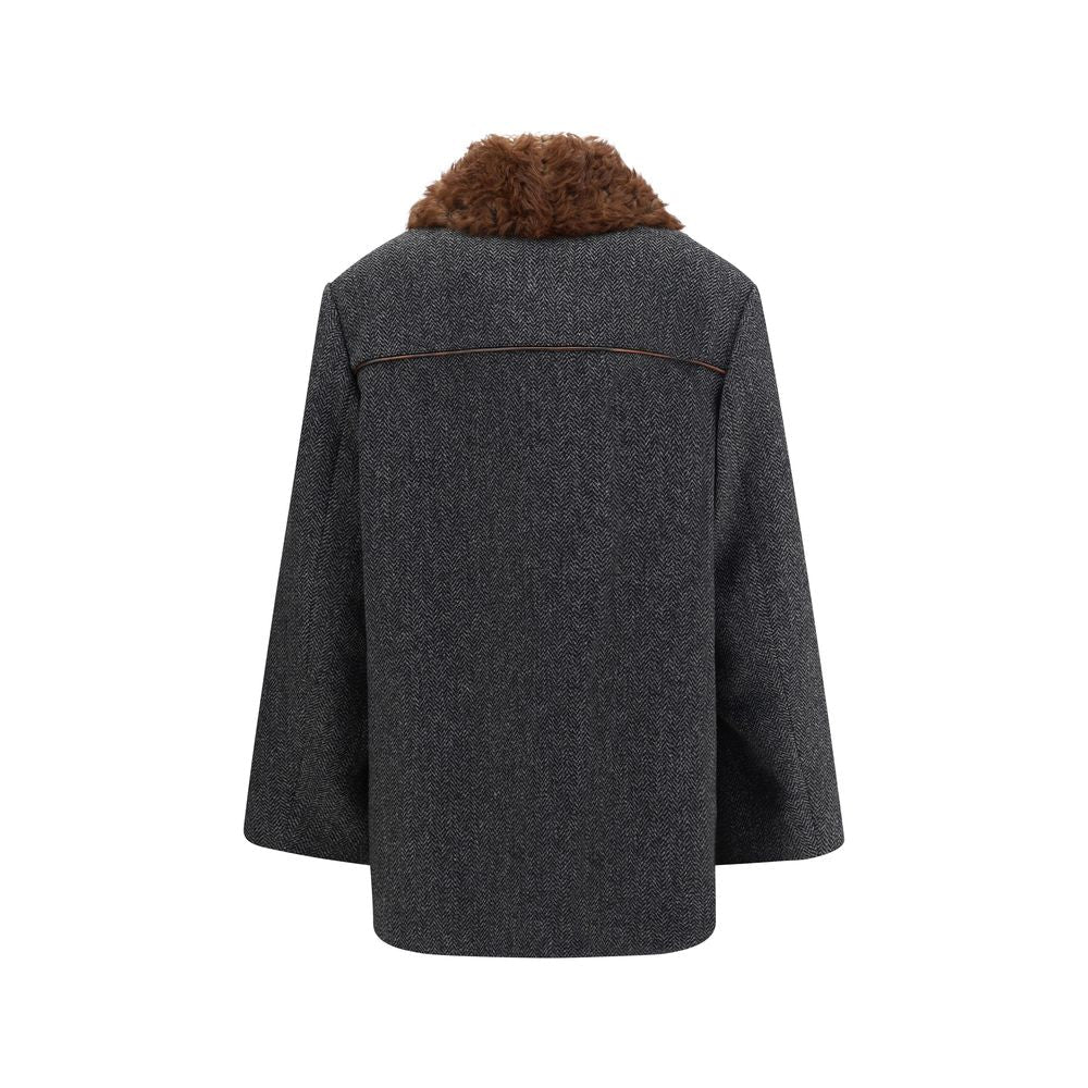 Gray Fleece Wool Coat - TIZZIL