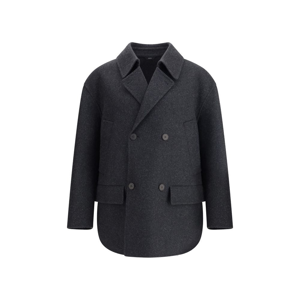 Gray Fleece Wool Coat - TIZZIL