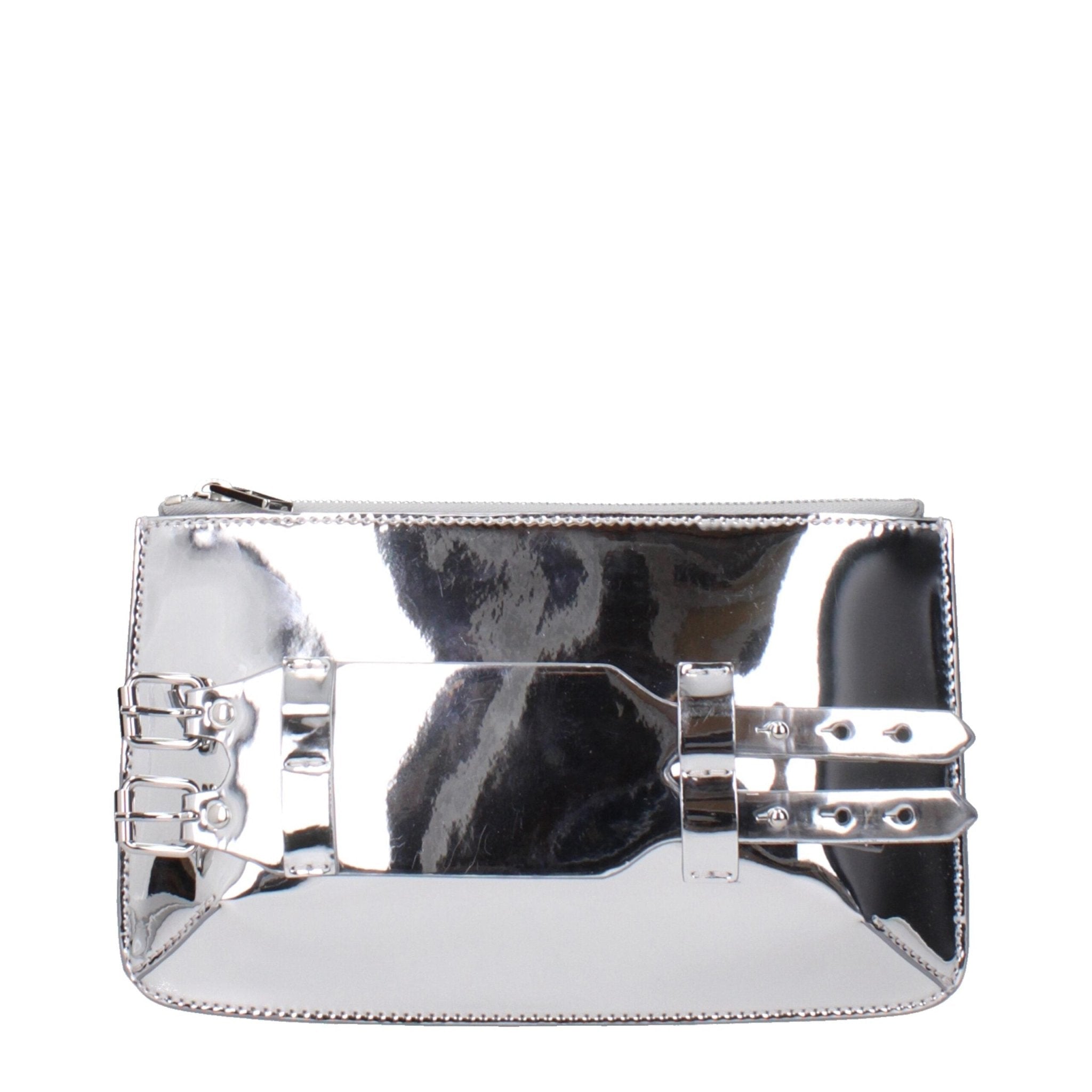 Gray Leather Clutch Bag - TIZZIL