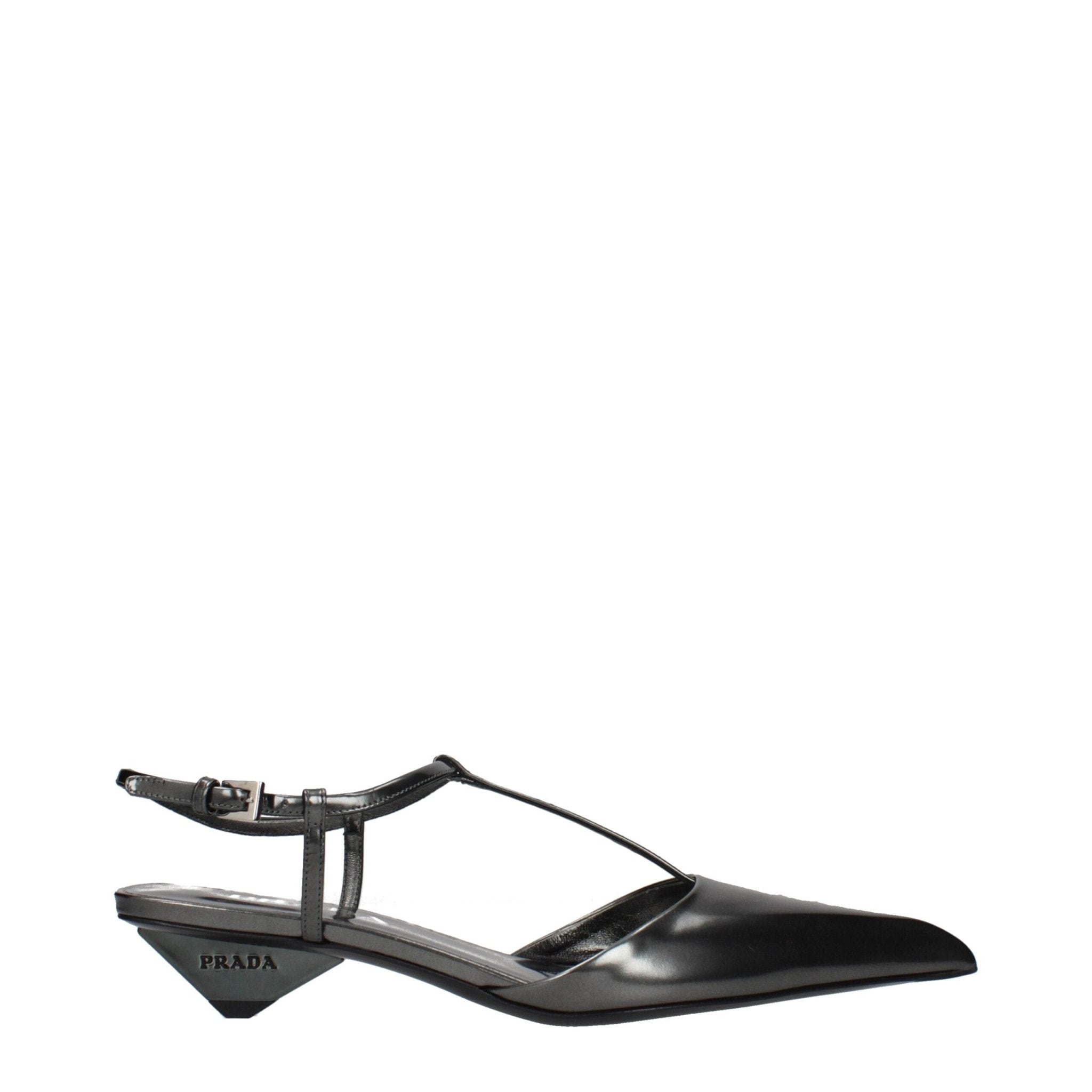 Gray Leather Flat Sandals - TIZZIL