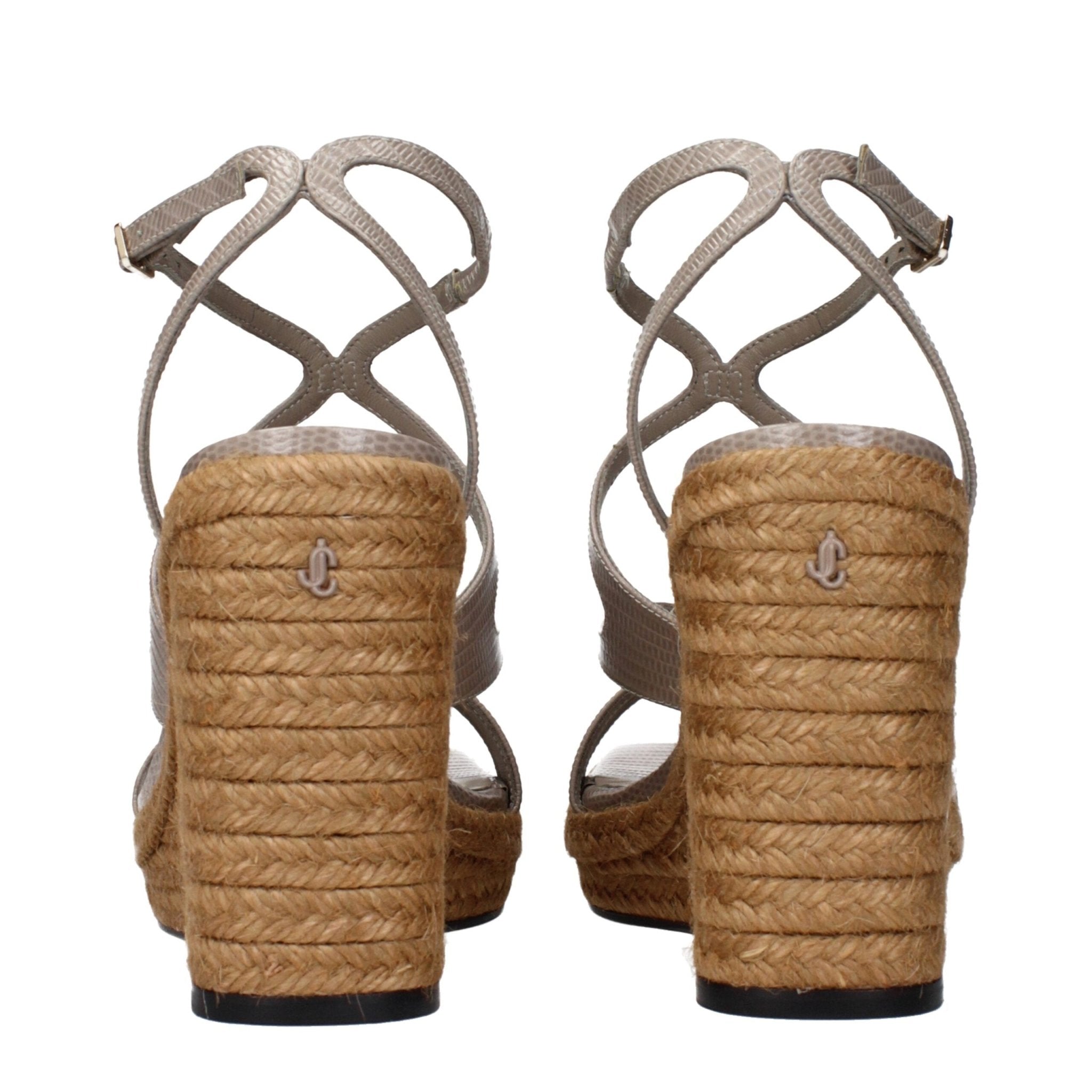 Gray Leather Wedge Sandals - TIZZIL