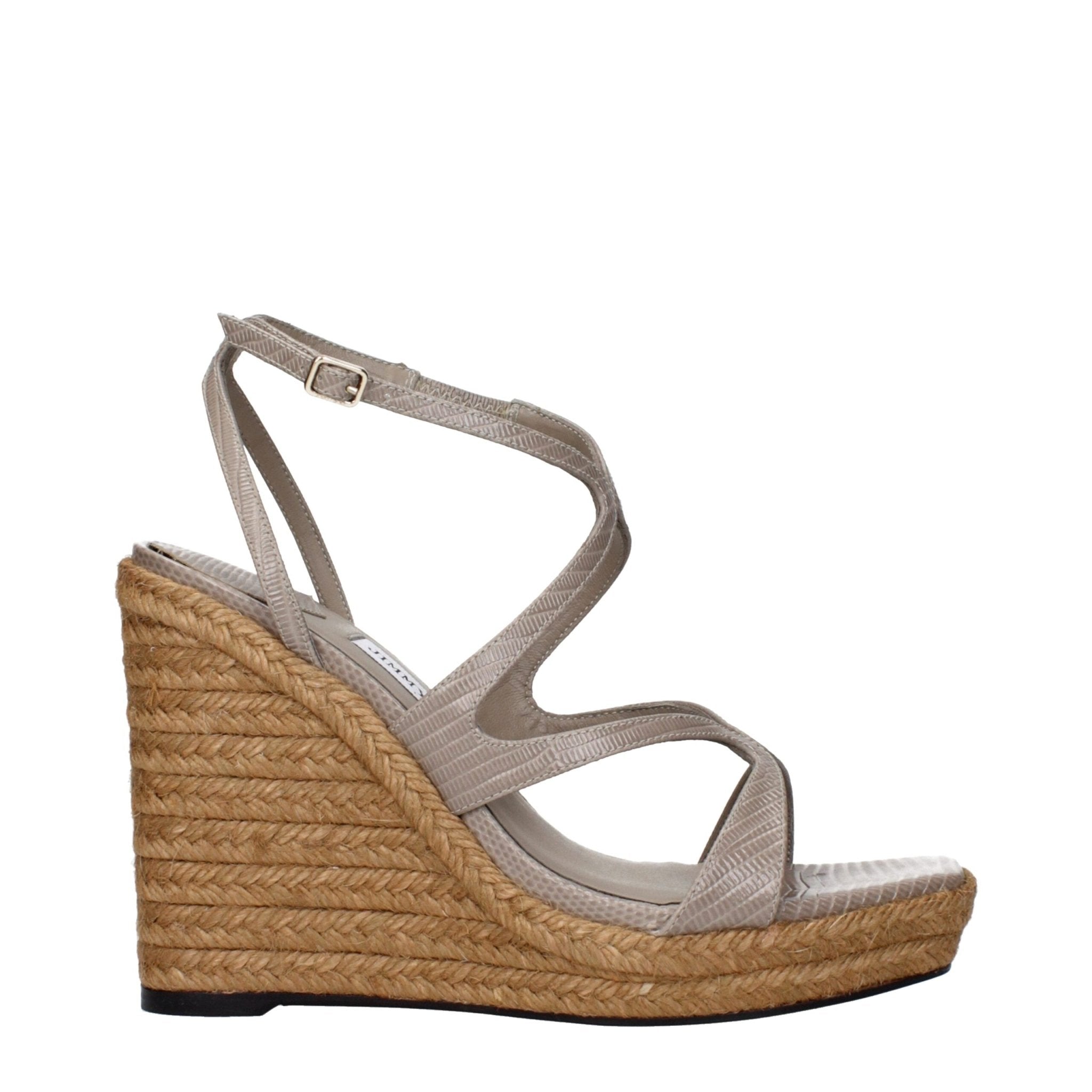 Gray Leather Wedge Sandals - TIZZIL
