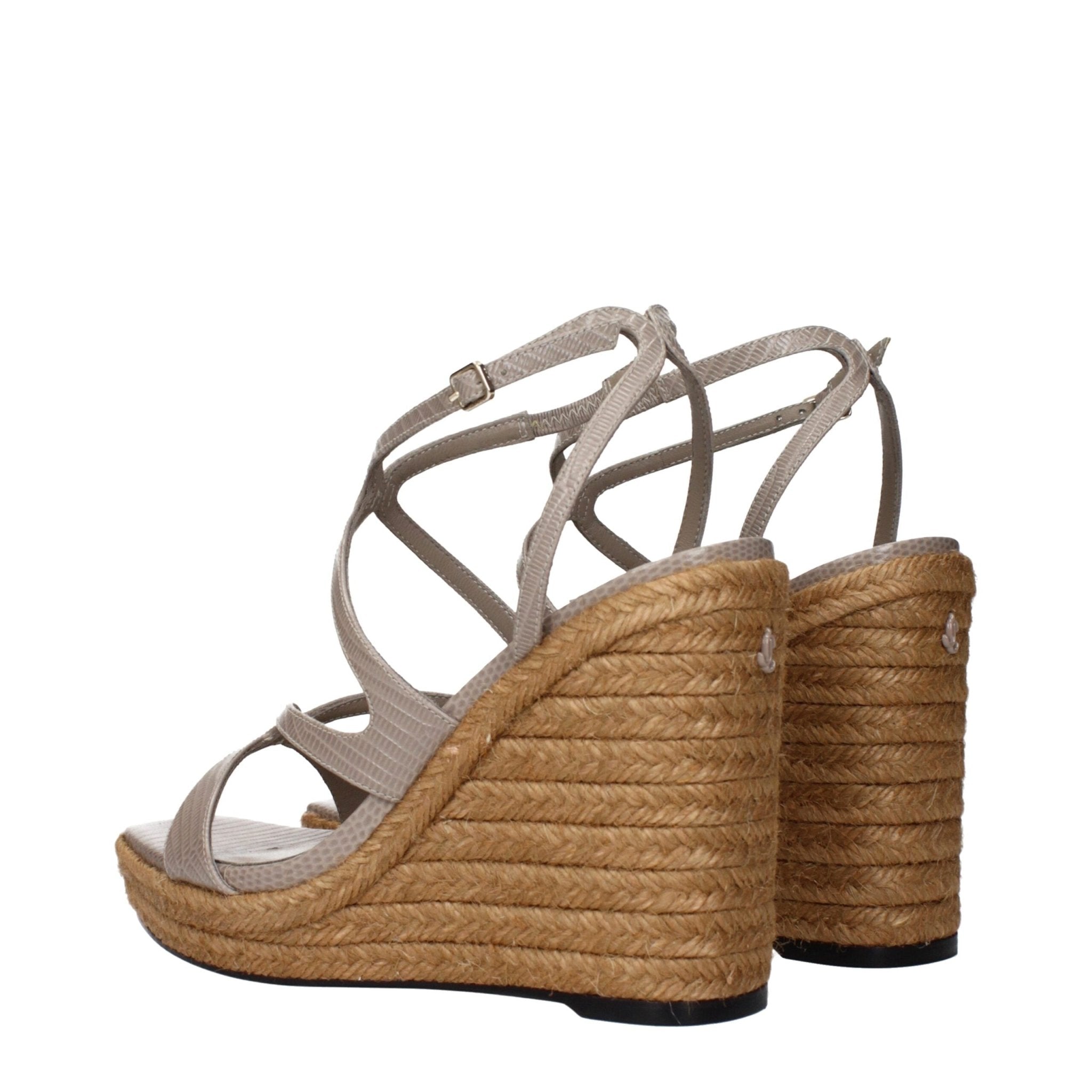 Gray Leather Wedge Sandals - TIZZIL