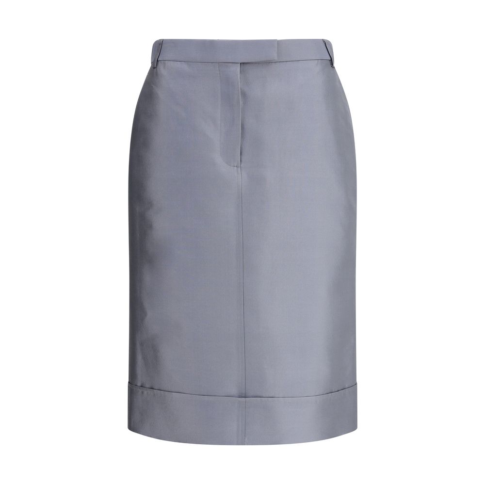 Gray Wool Midi Skirt - TIZZIL