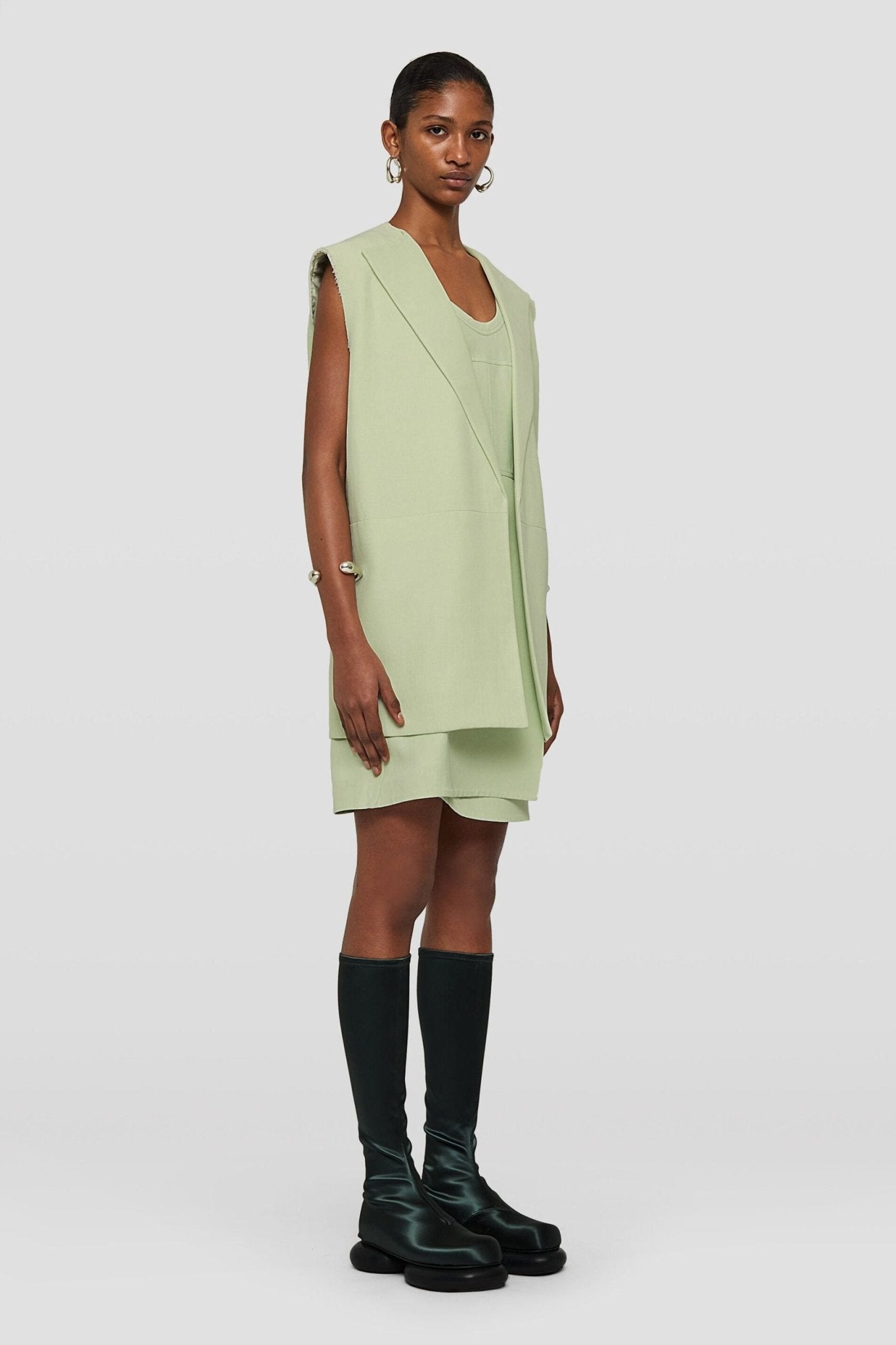 Green Fibres Sleveless Jacket - TIZZIL