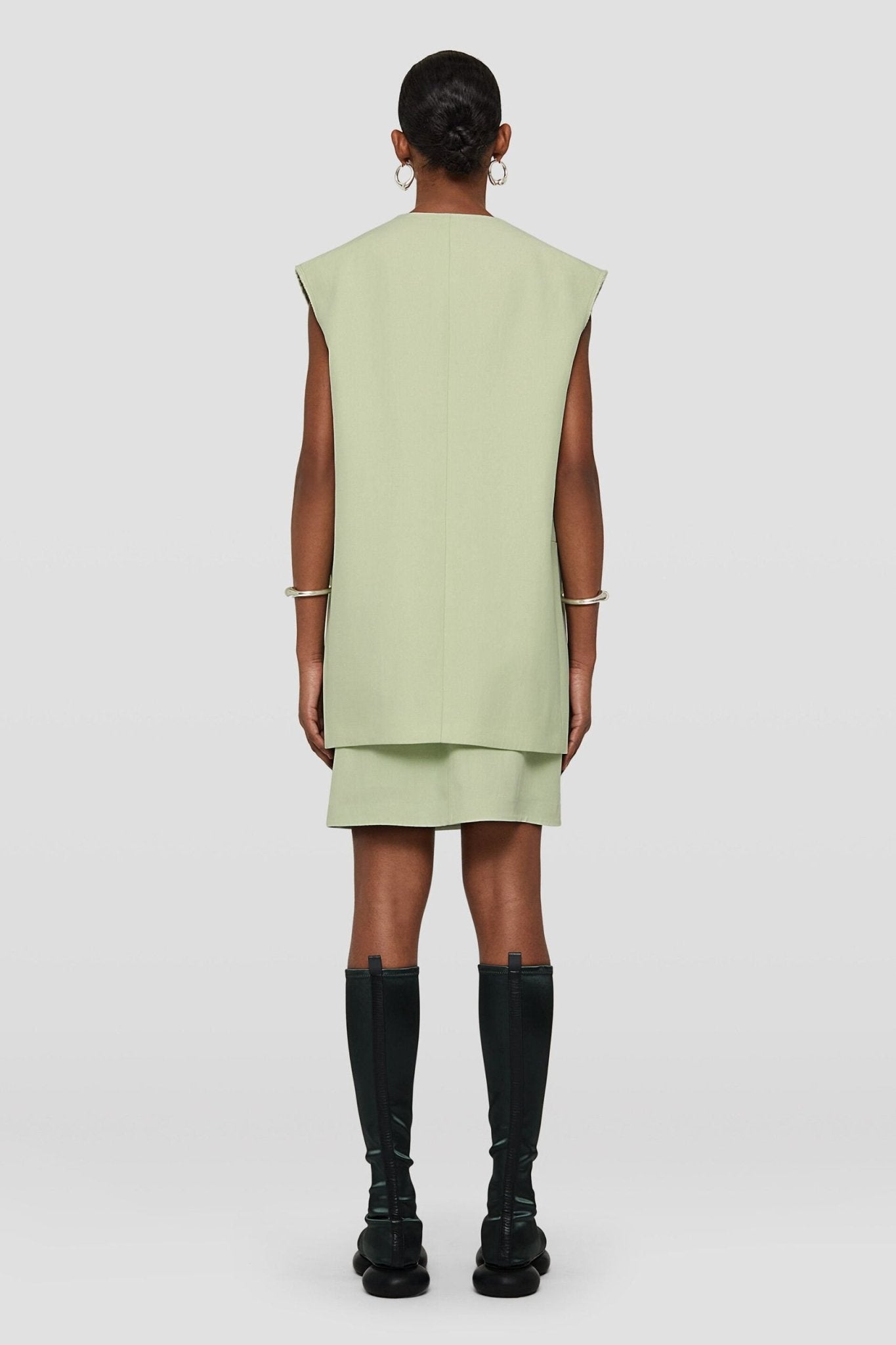 Green Fibres Sleveless Jacket - TIZZIL