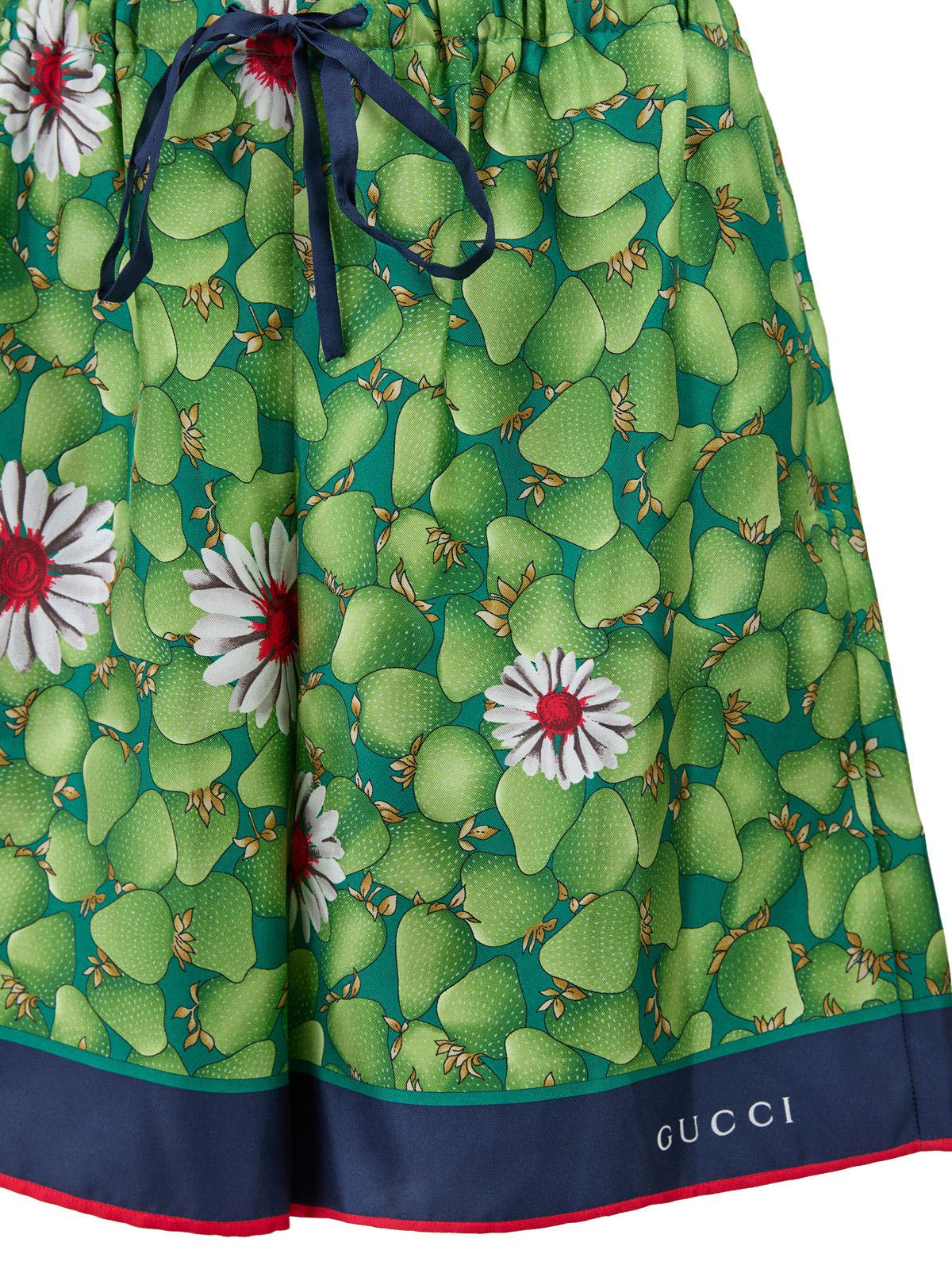 Green Flower Printed Silk Shorts - TIZZIL