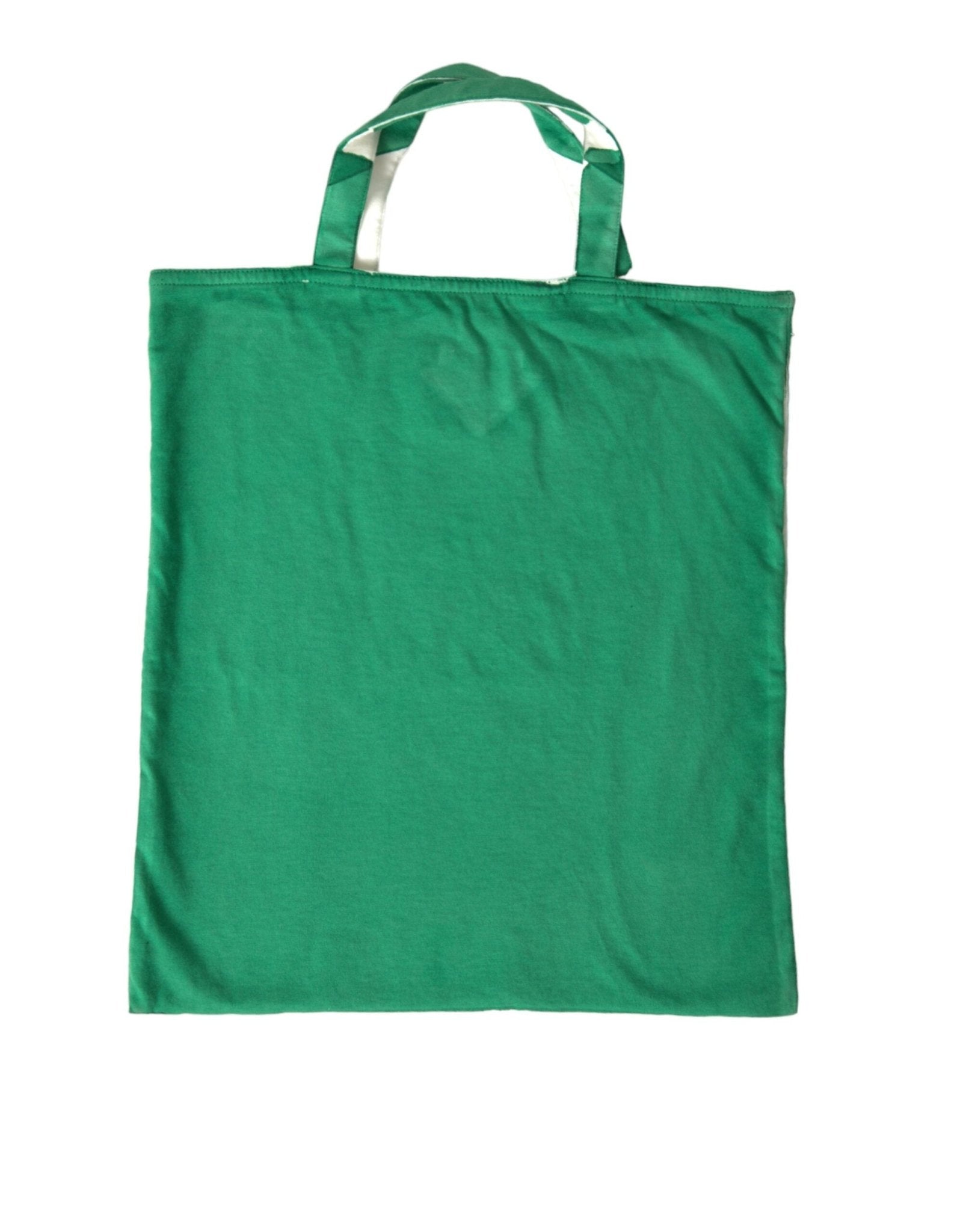Green Jersey Fabric Logo Shoulder Shopping Tote Shopping Bag - TIZZIL