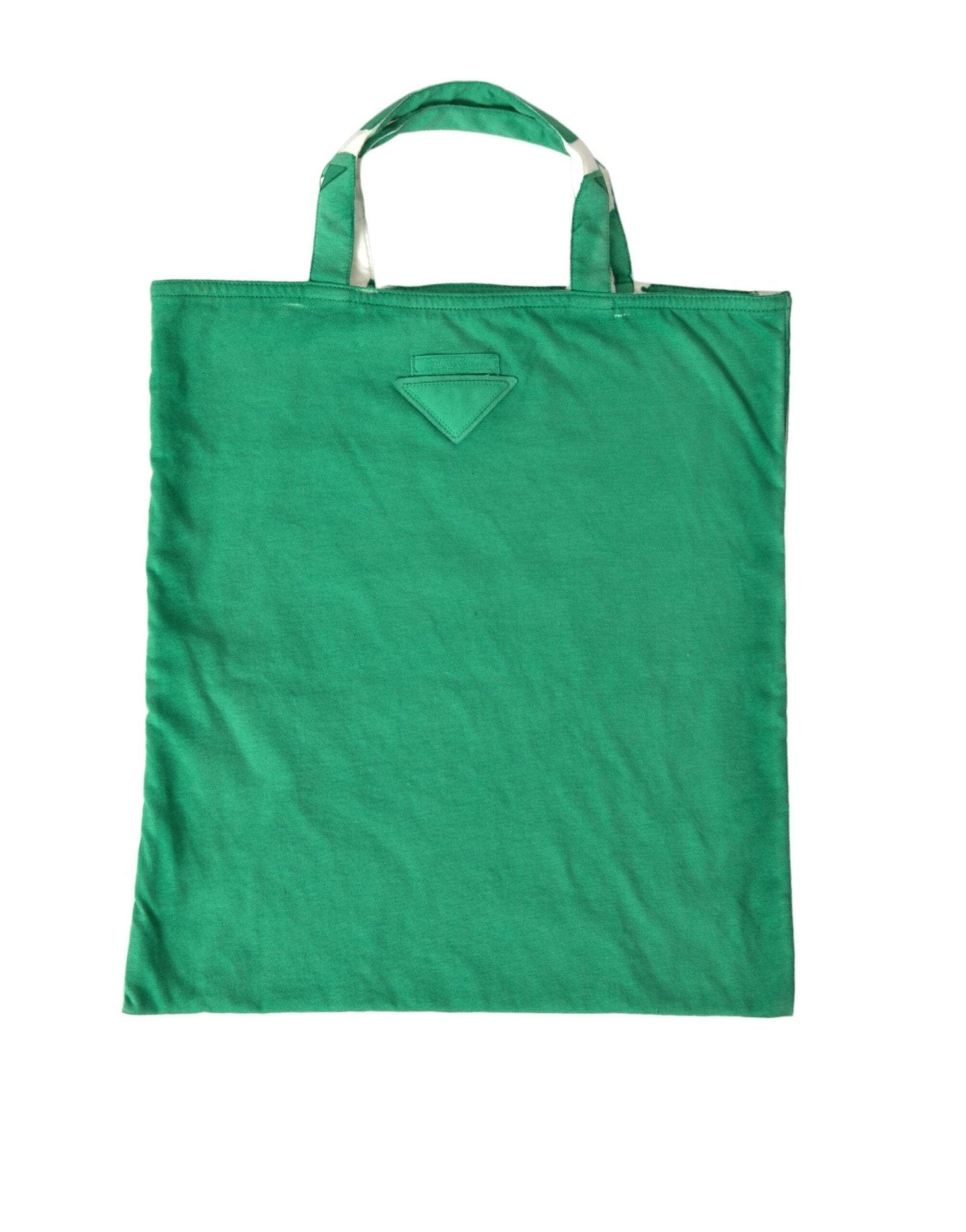 Green Jersey Fabric Logo Shoulder Shopping Tote Shopping Bag - TIZZIL