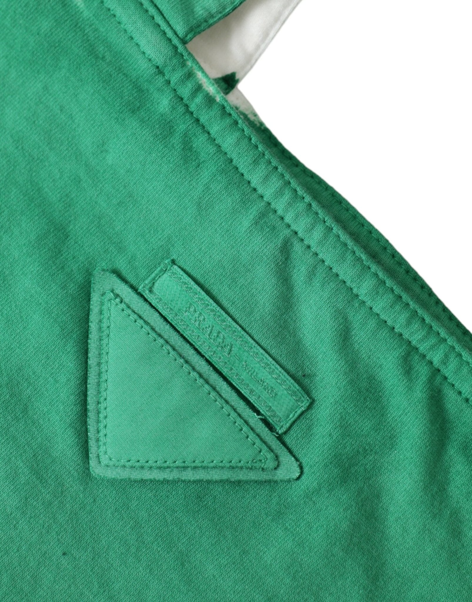 Green Jersey Fabric Logo Shoulder Shopping Tote Shopping Bag - TIZZIL