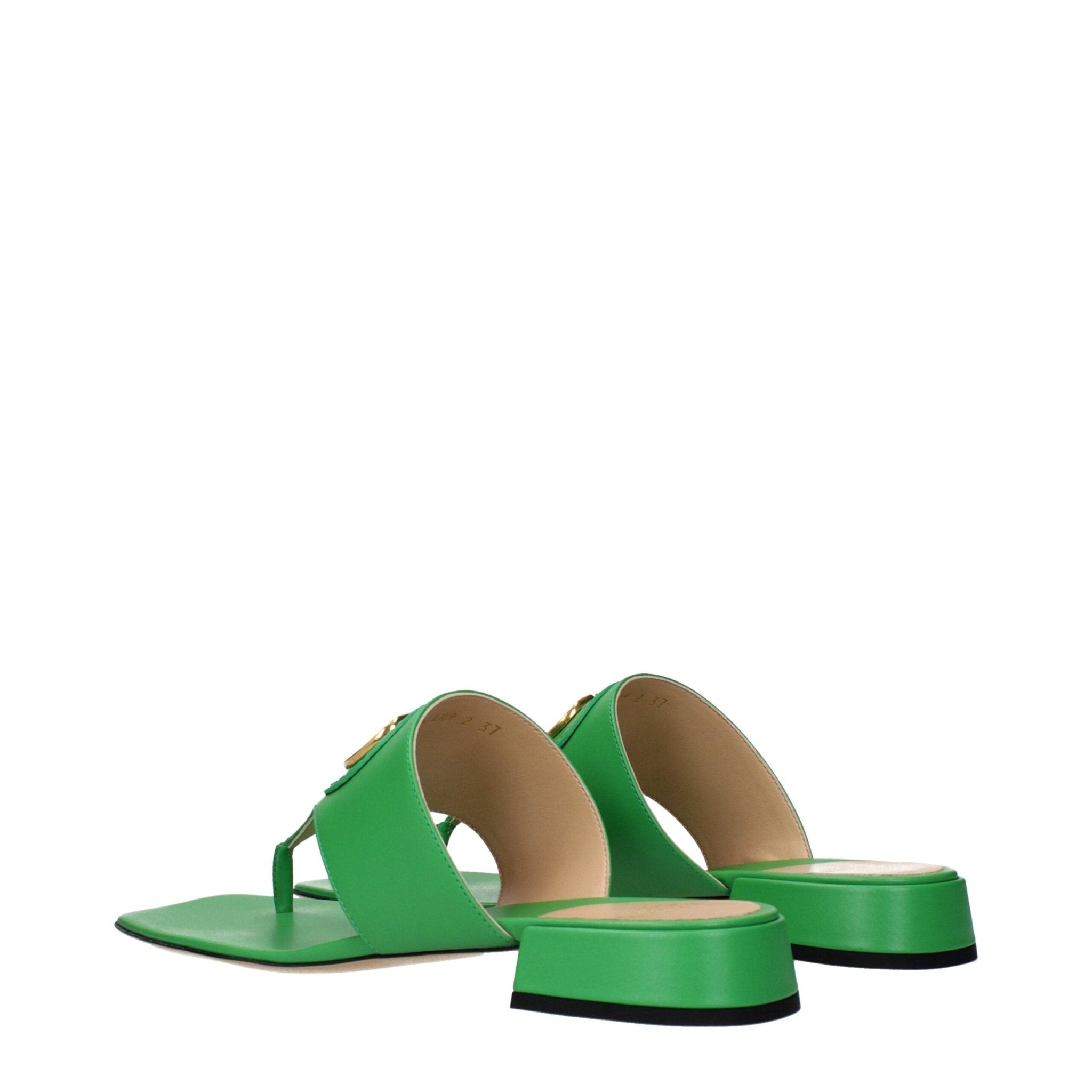 Green Leather Flip - Flop Sandals - TIZZIL