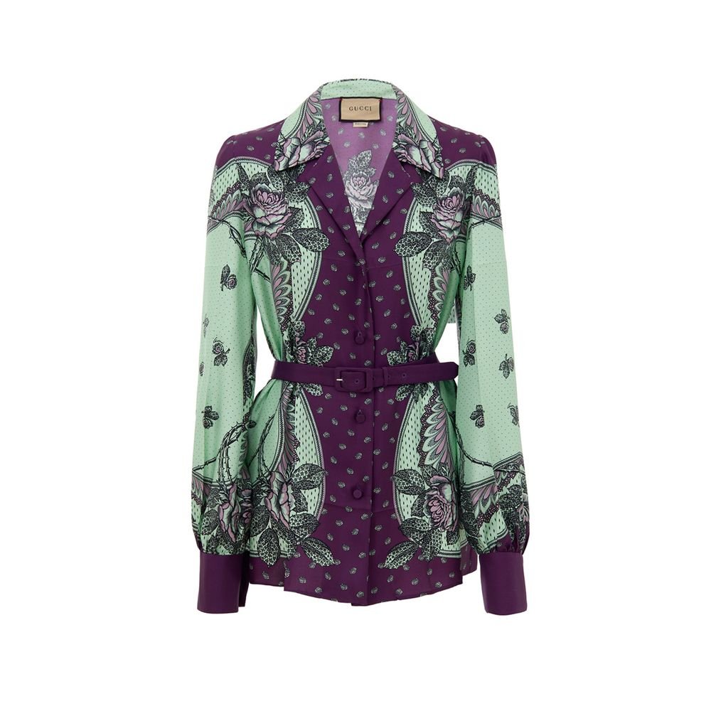 Green Silk Pattern Shirt - TIZZIL