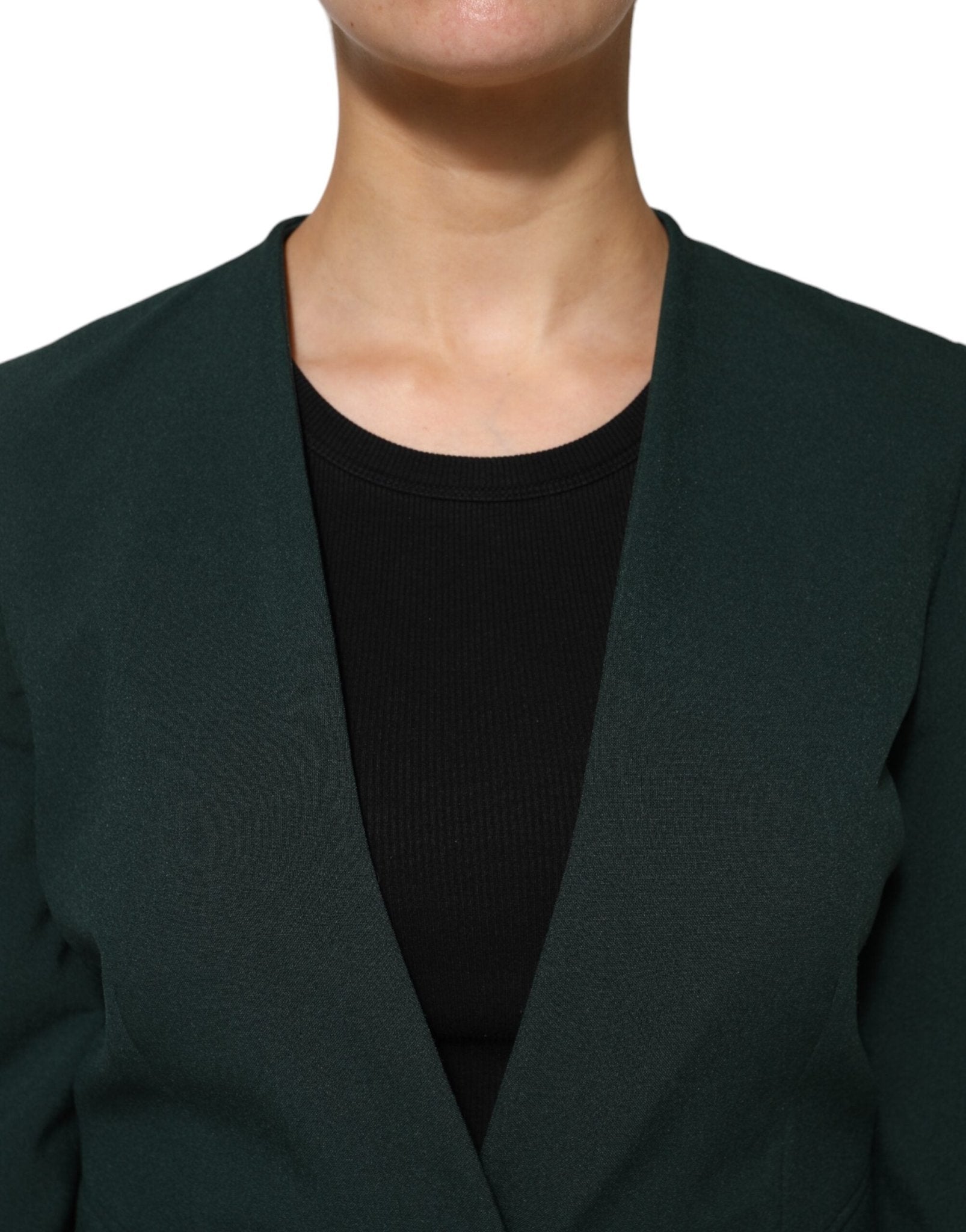 Green Single Breasted One Button Coat Jacket - TIZZIL