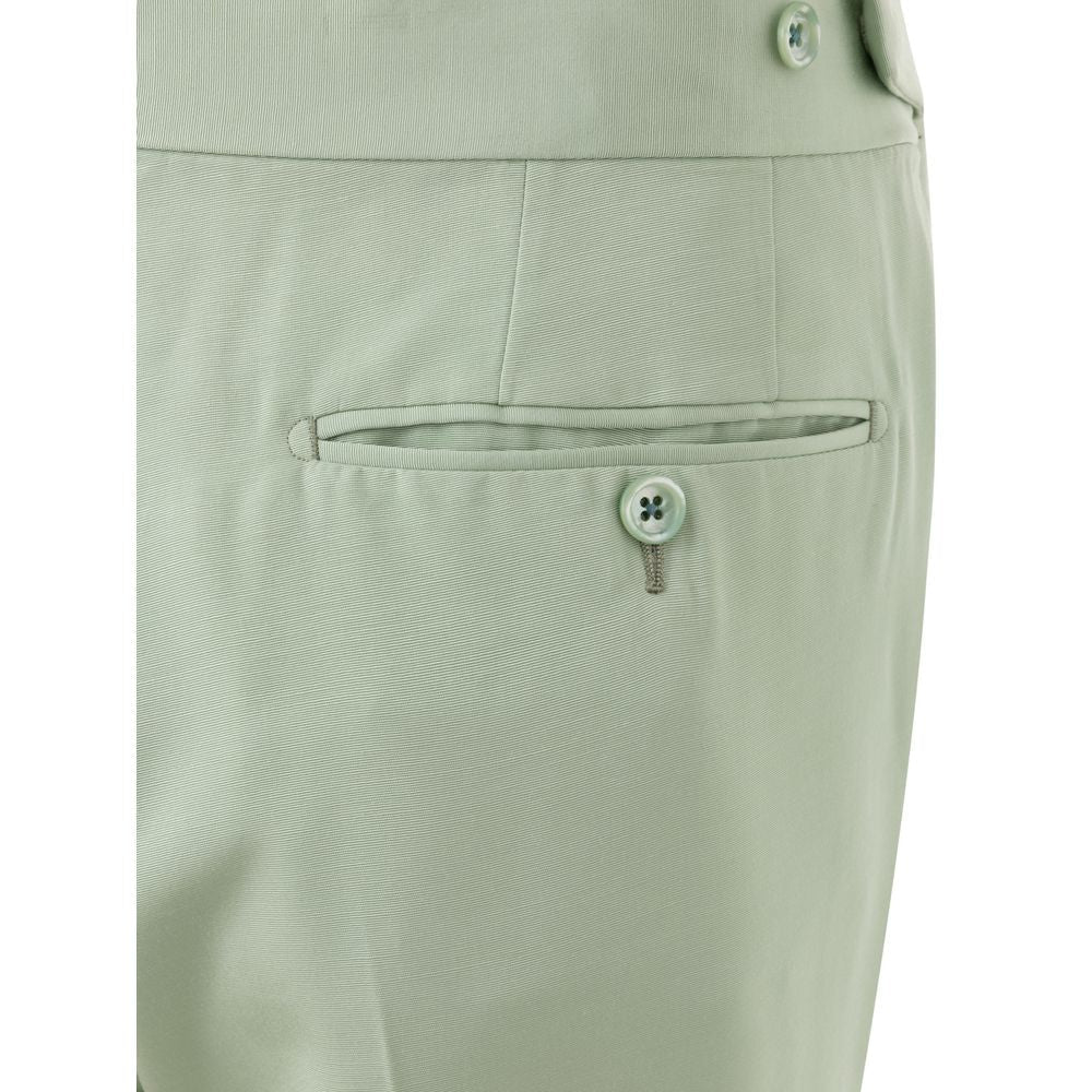 Green Viscose Chino Pants - TIZZIL