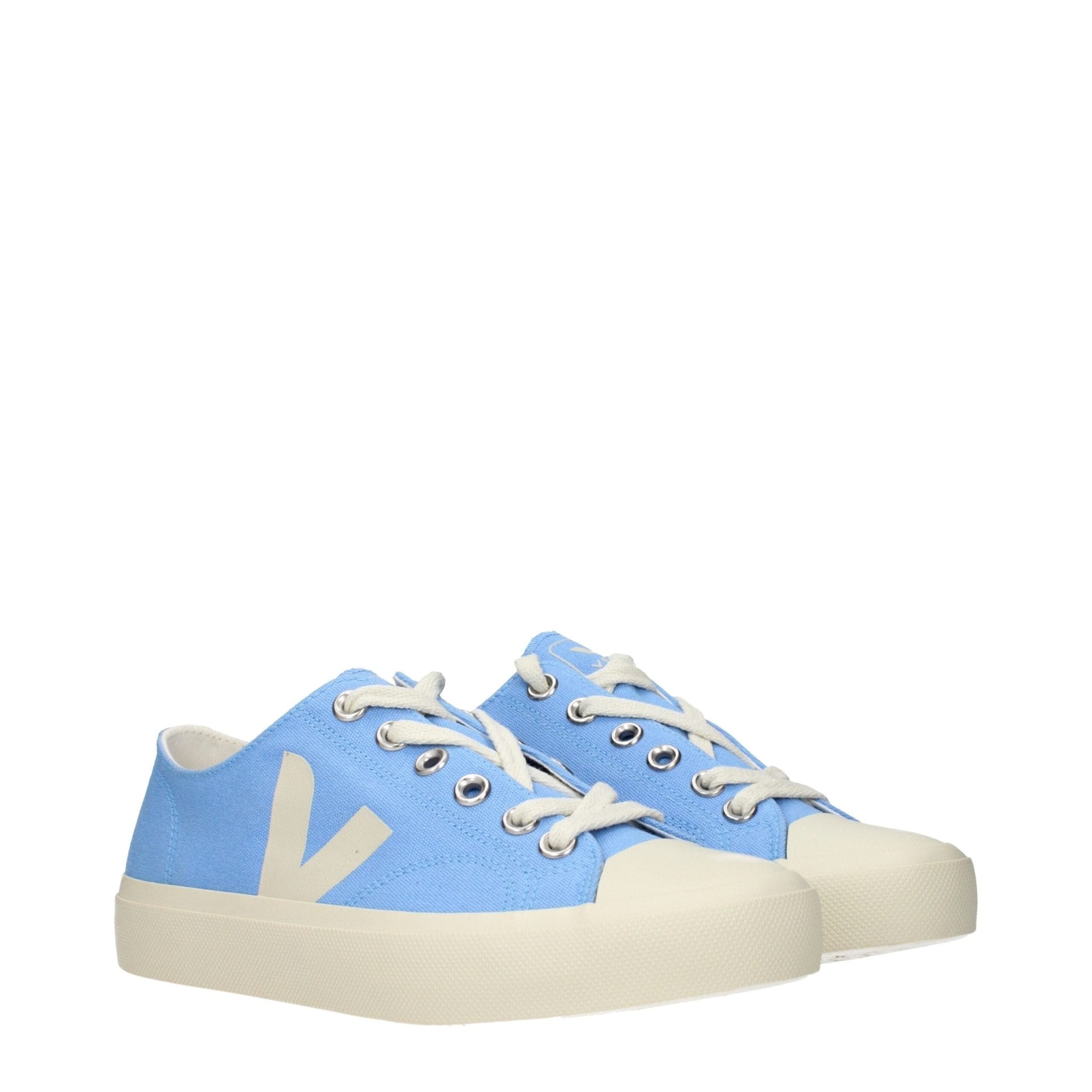 Light Blue Fabric Low Top Sneakers - TIZZIL