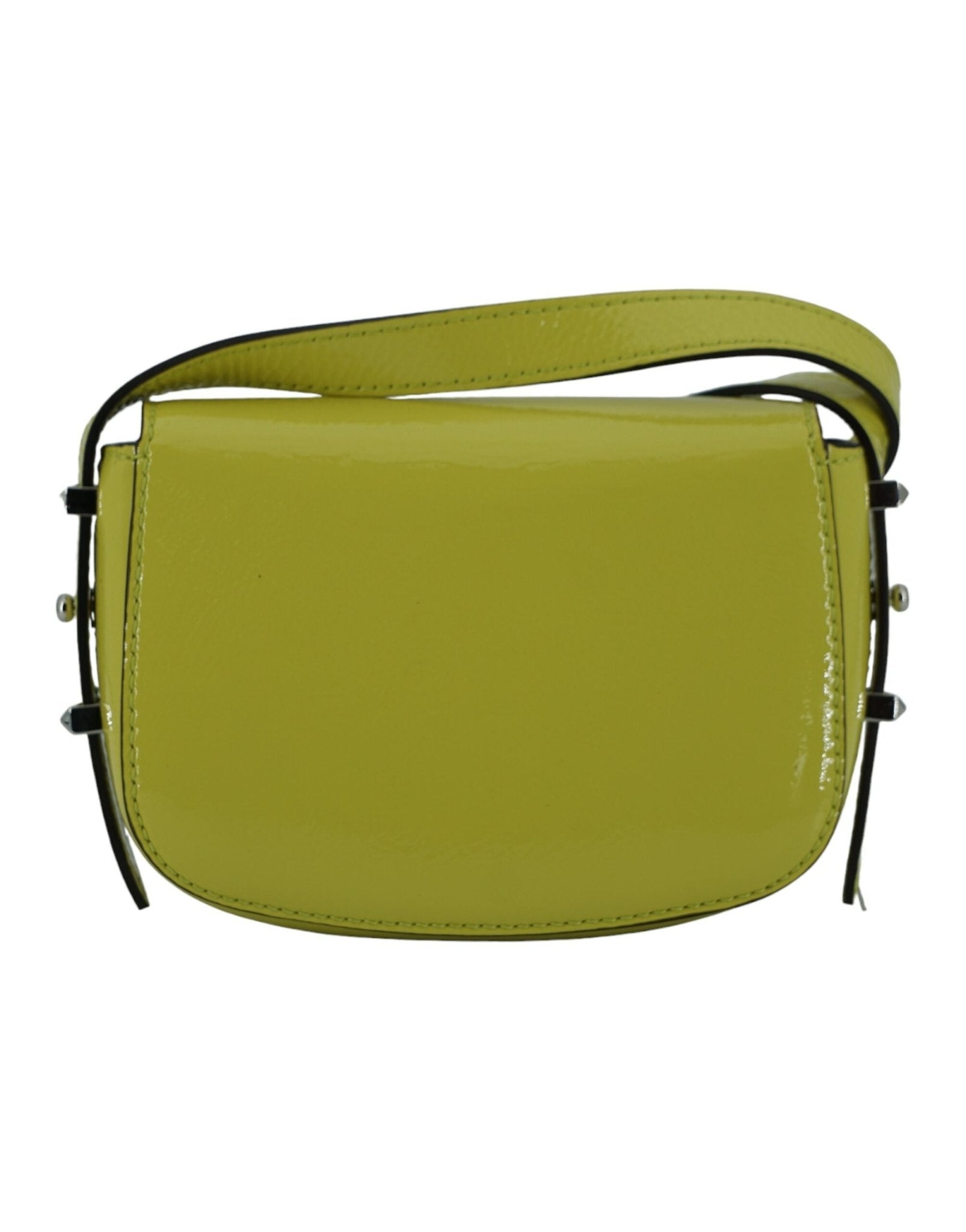 Lime Yellow Leather Small Shoulder Bag - TIZZIL