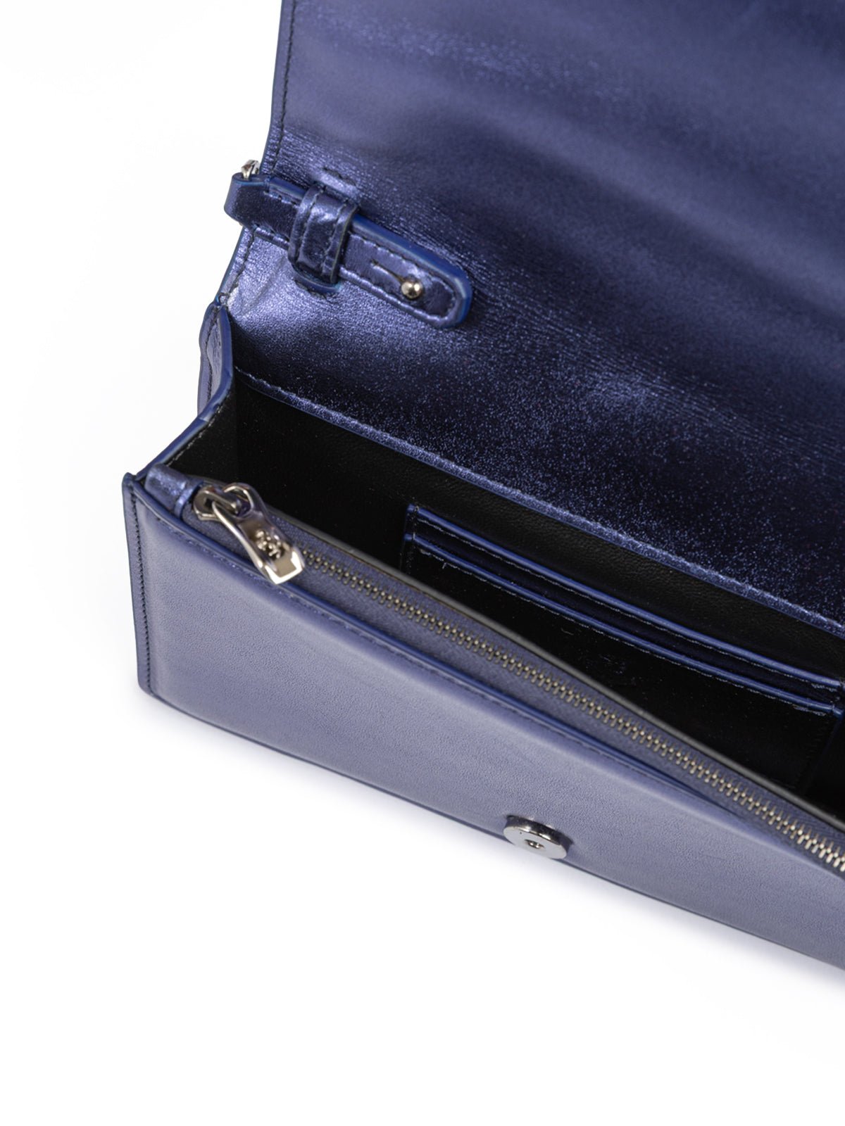 Metal blue GT patent leather bag with chain - TIZZIL
