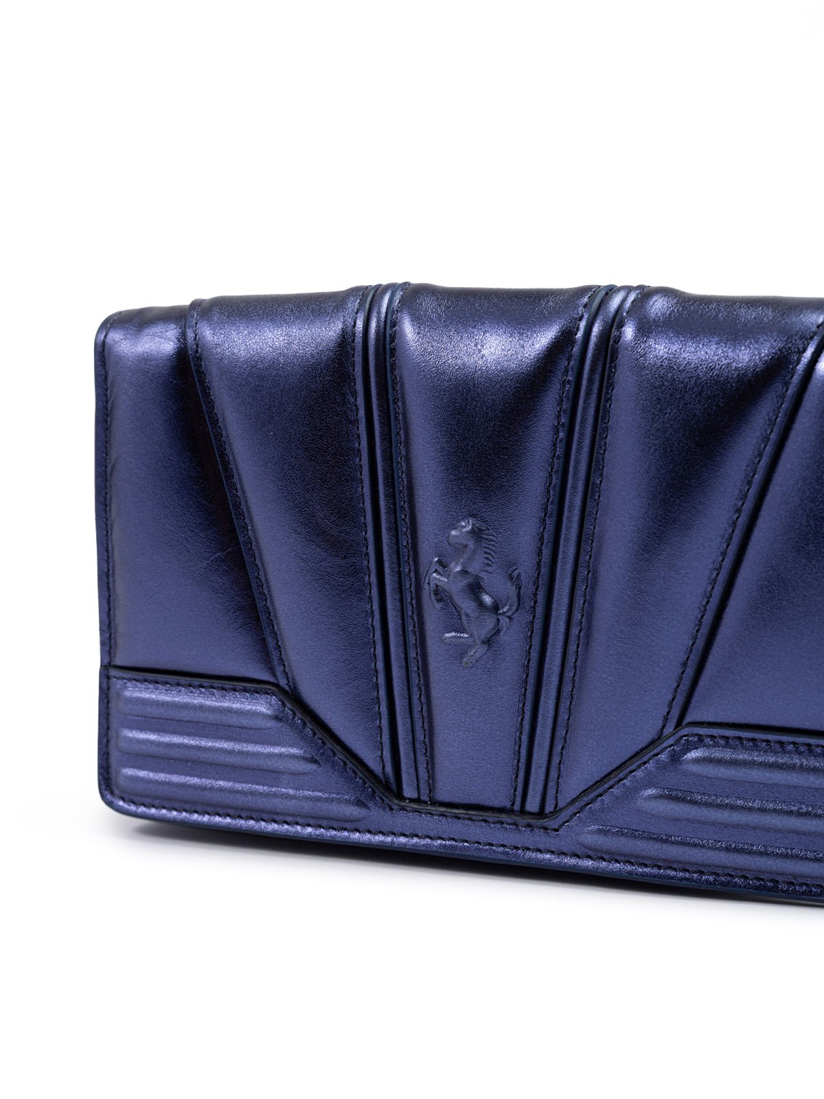 Metal blue GT patent leather bag with chain - TIZZIL