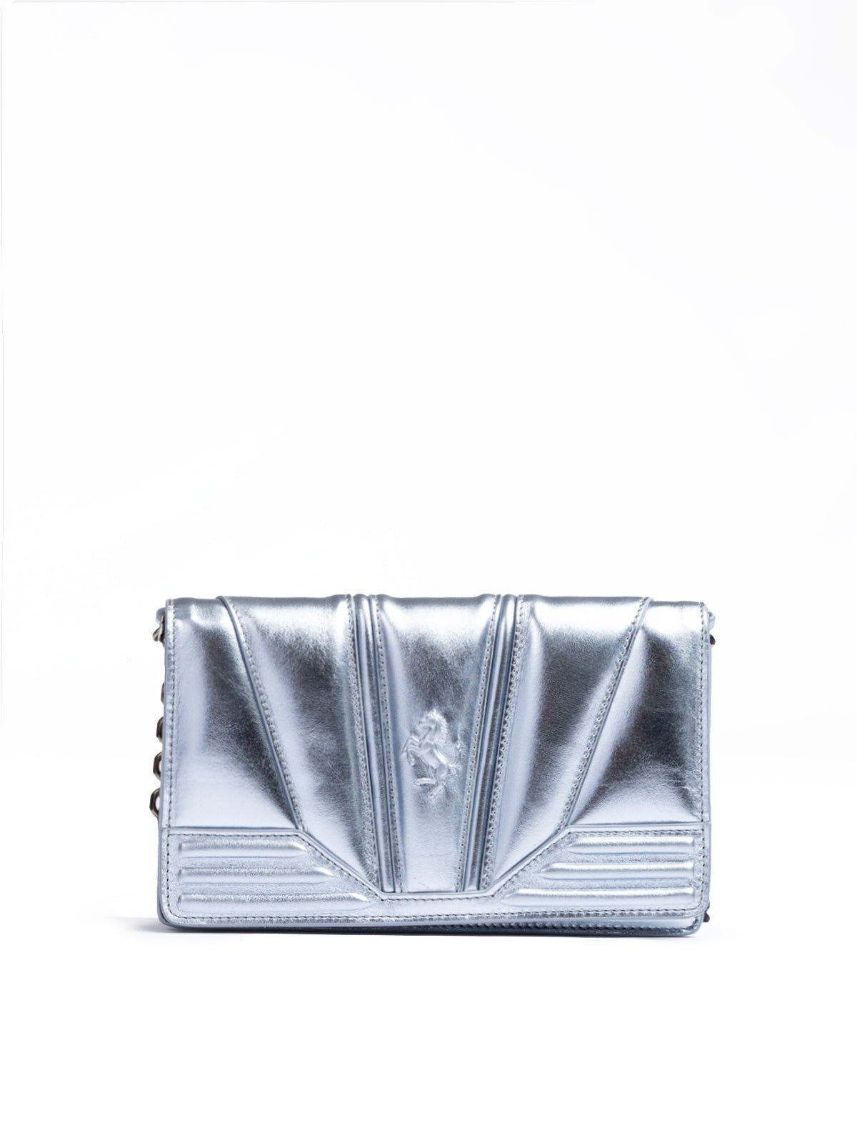 Metal light blue GT patent leather bag with chain - TIZZIL