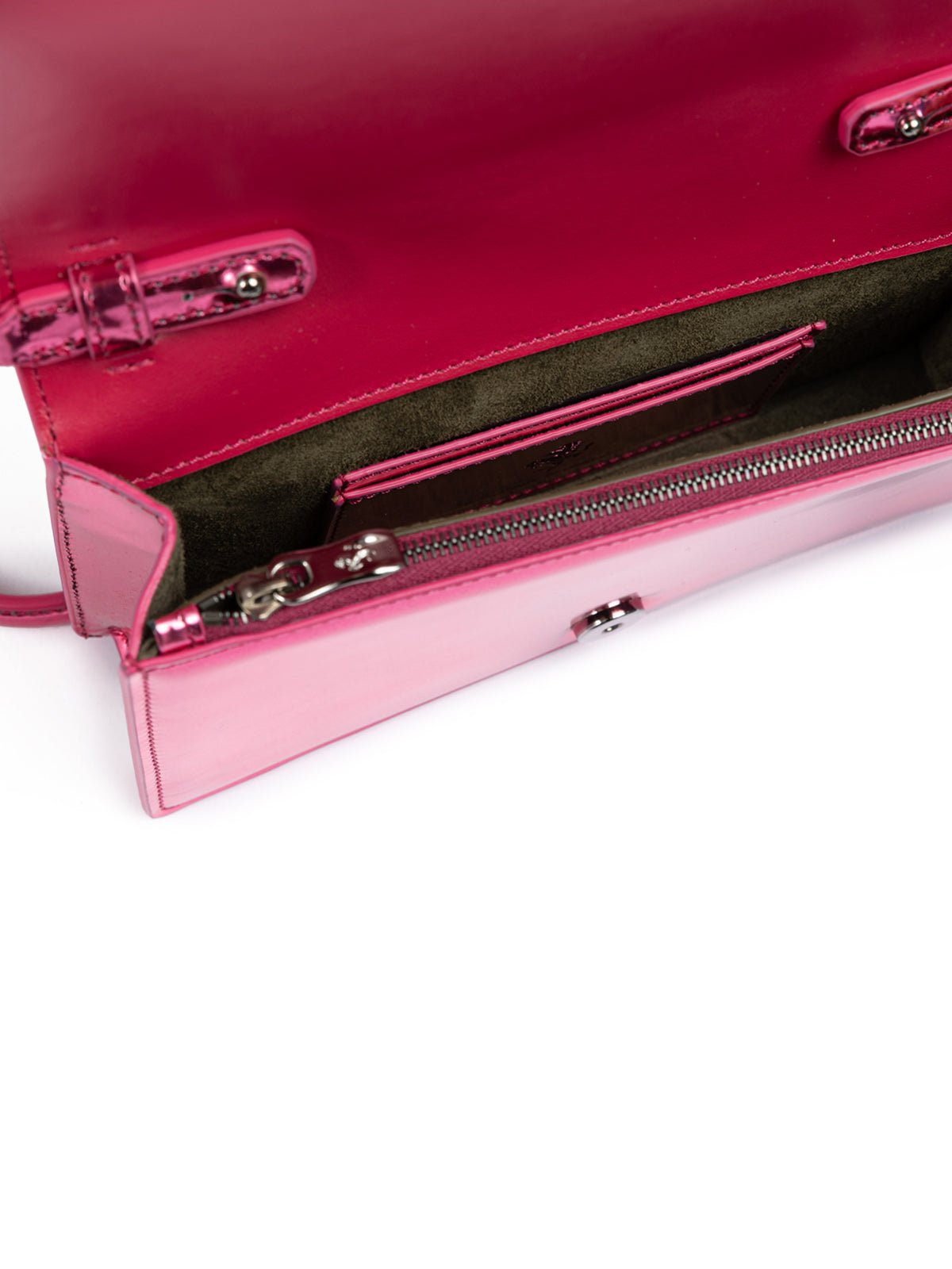 Metal Pink GT patent leather bag with chain - TIZZIL