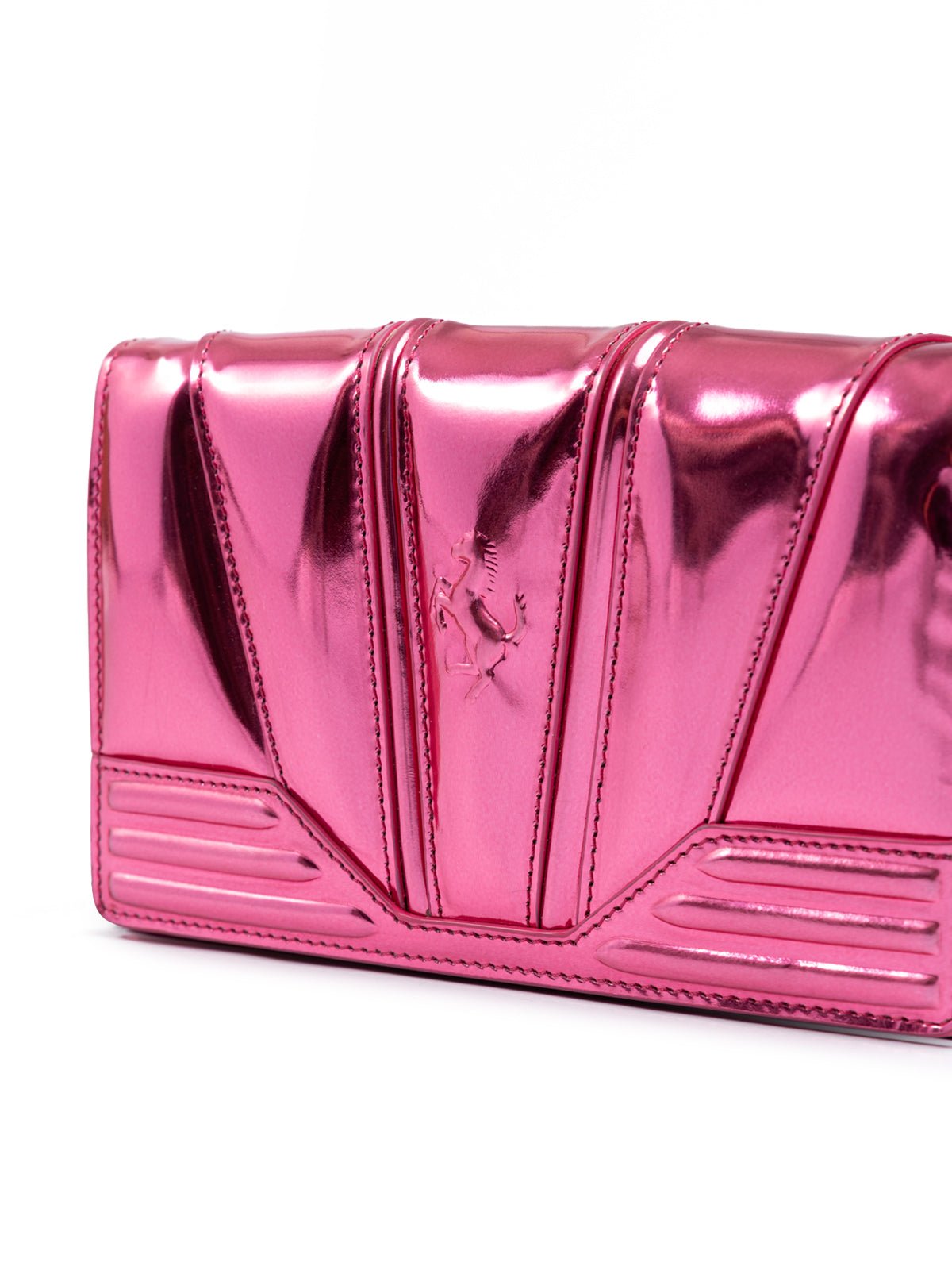 Metal Pink GT patent leather bag with chain - TIZZIL