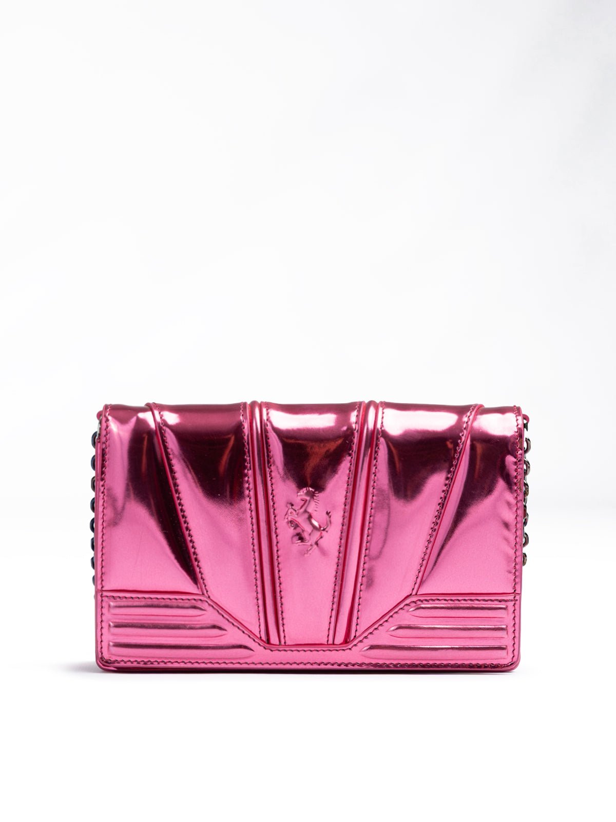 Metal Pink GT patent leather bag with chain - TIZZIL