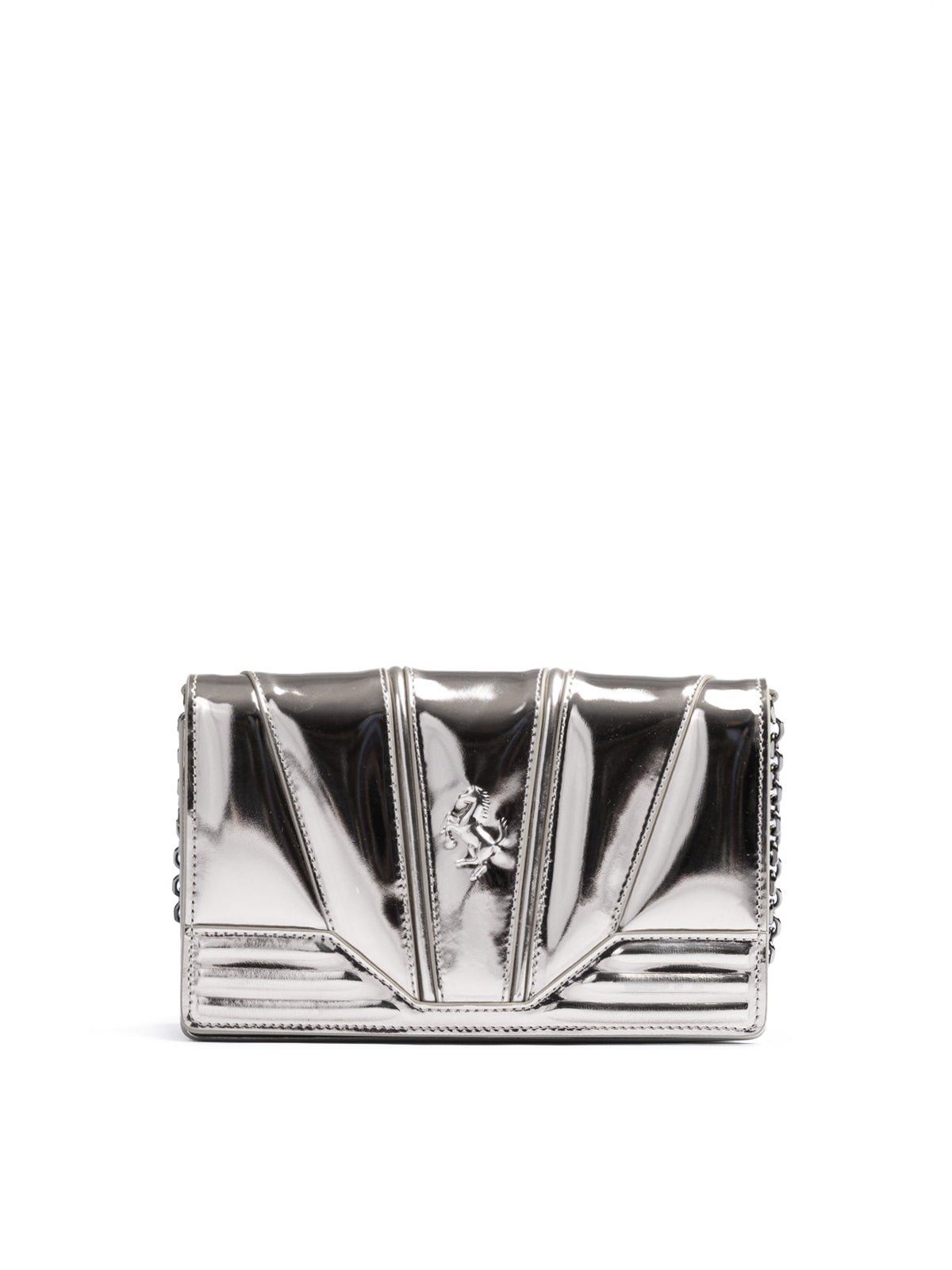 Metal Silver GT patent leather bag with chain - TIZZIL