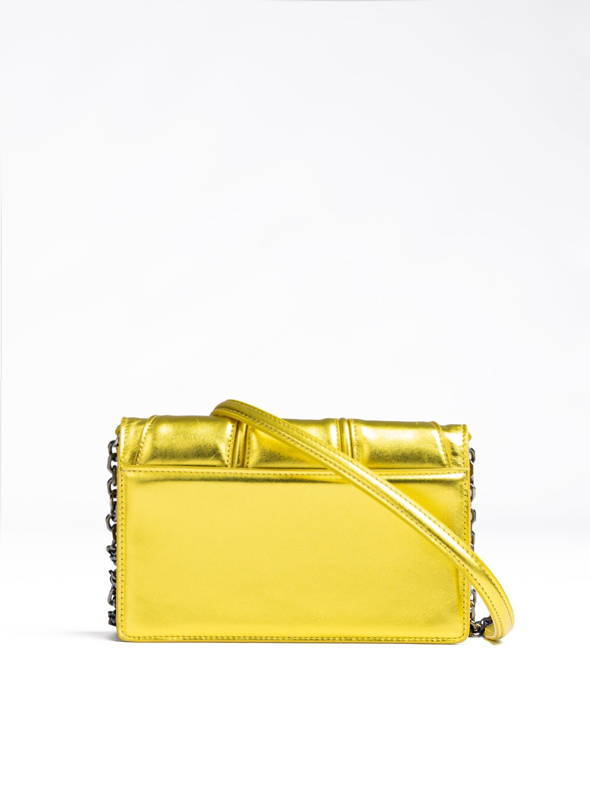 Metal Yellow GT patent leather bag with chain - TIZZIL