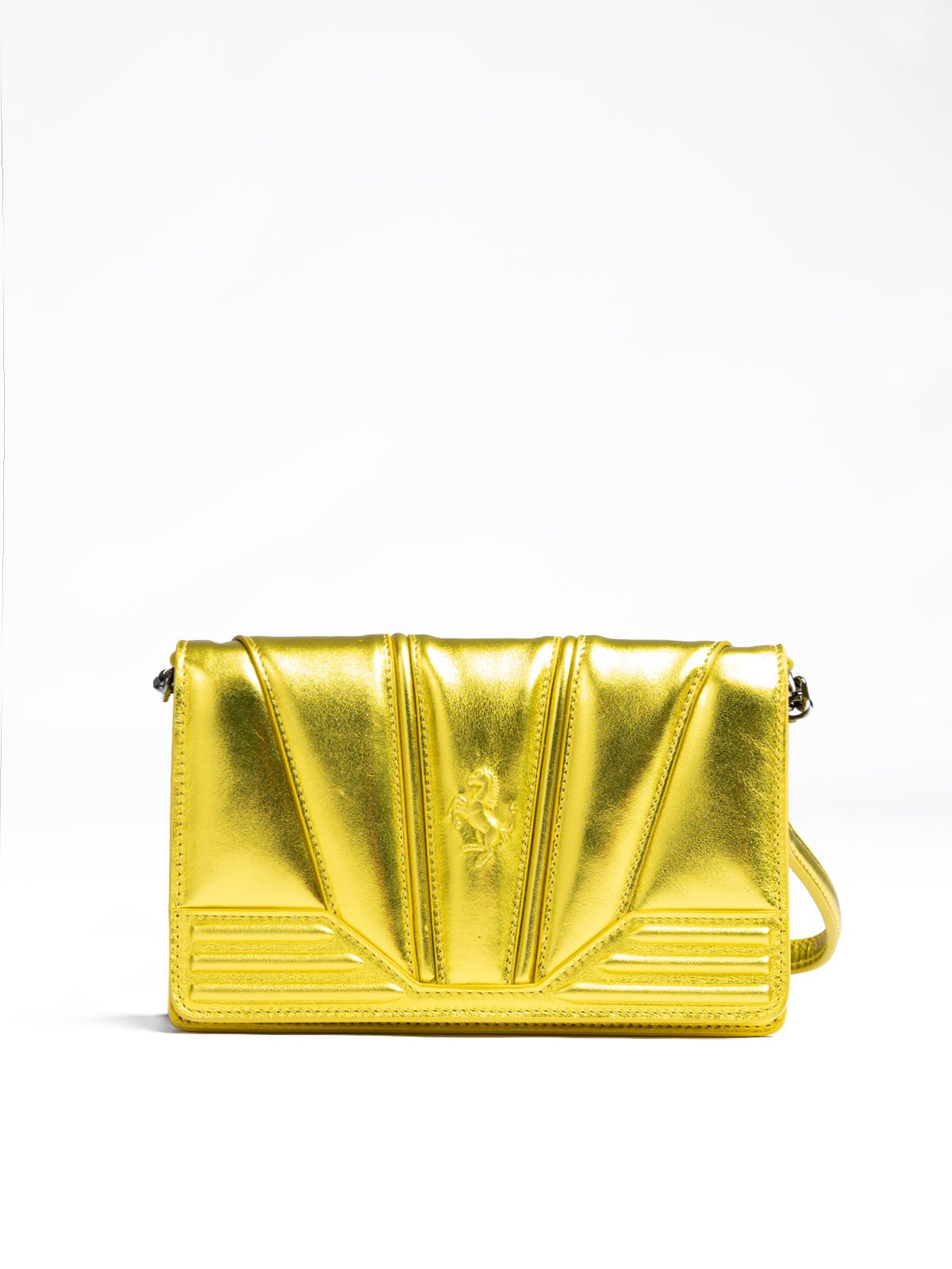 Metal Yellow GT patent leather bag with chain - TIZZIL