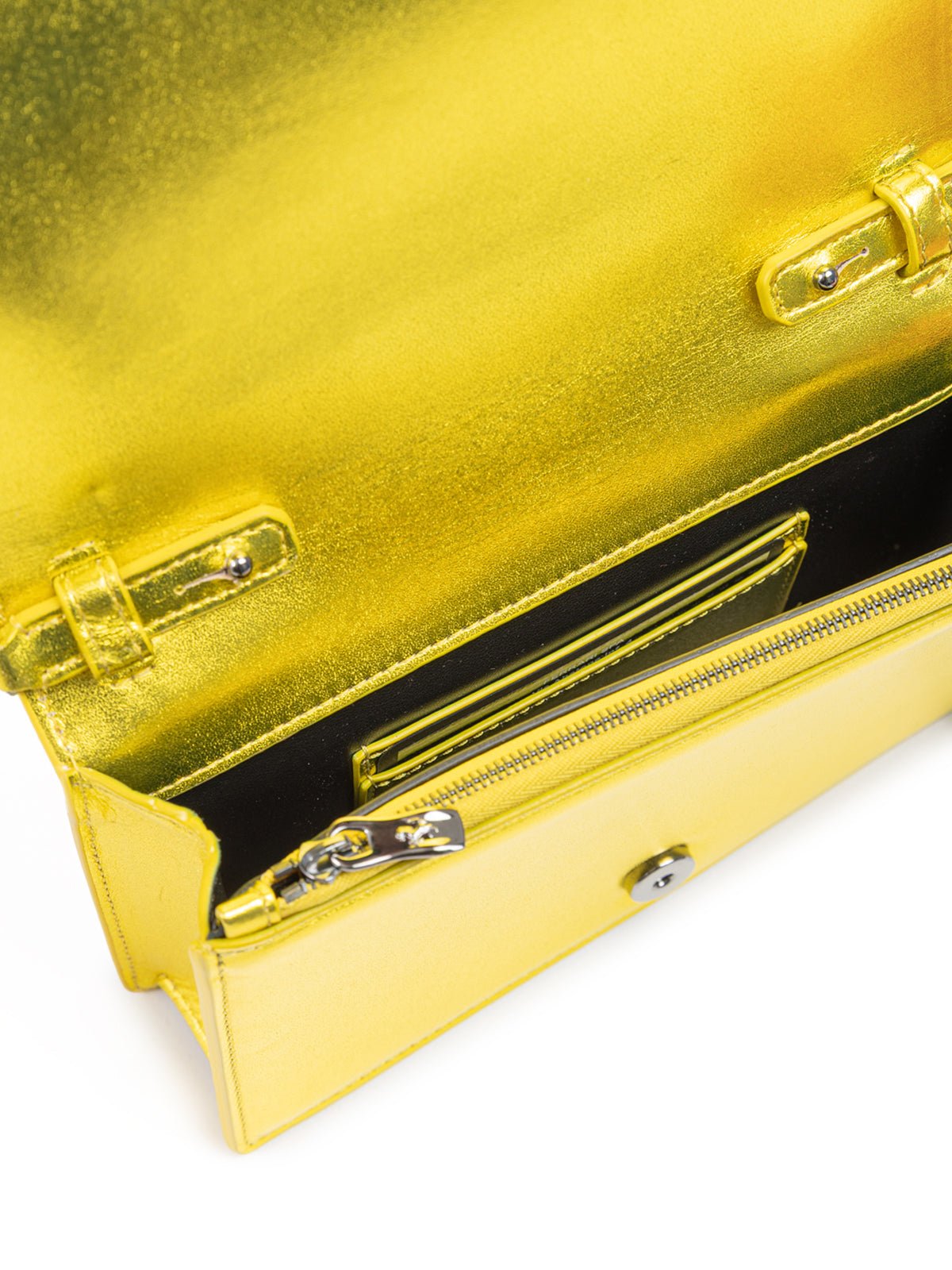 Metal Yellow GT patent leather bag with chain - TIZZIL