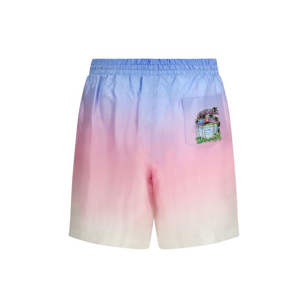 Multicolor Silk Bermuda Shorts - TIZZIL