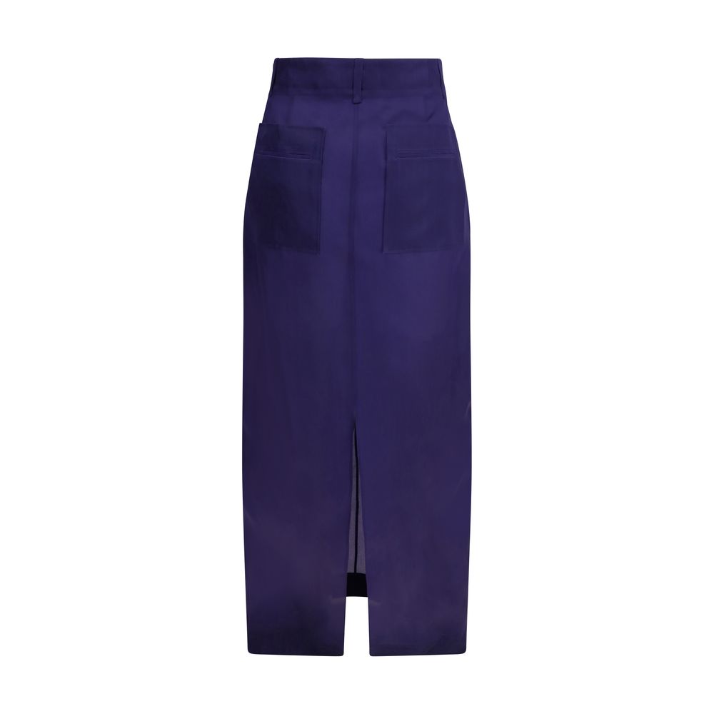 Multicolor Silk Midi Skirt - TIZZIL