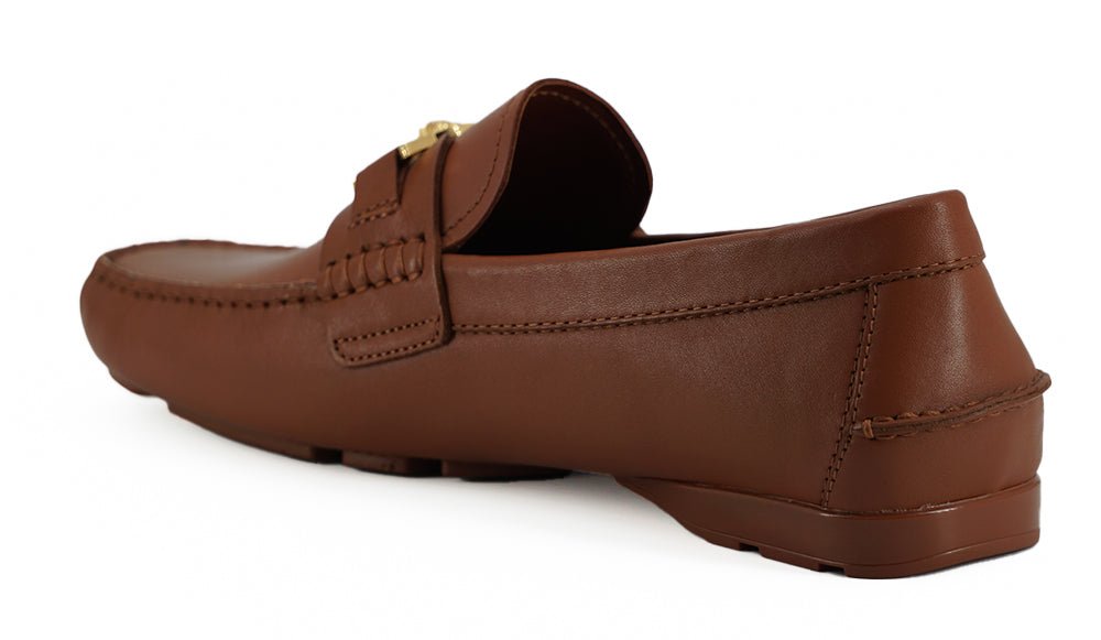Natural Brown Calf Leather Loafers Shoes - TIZZIL