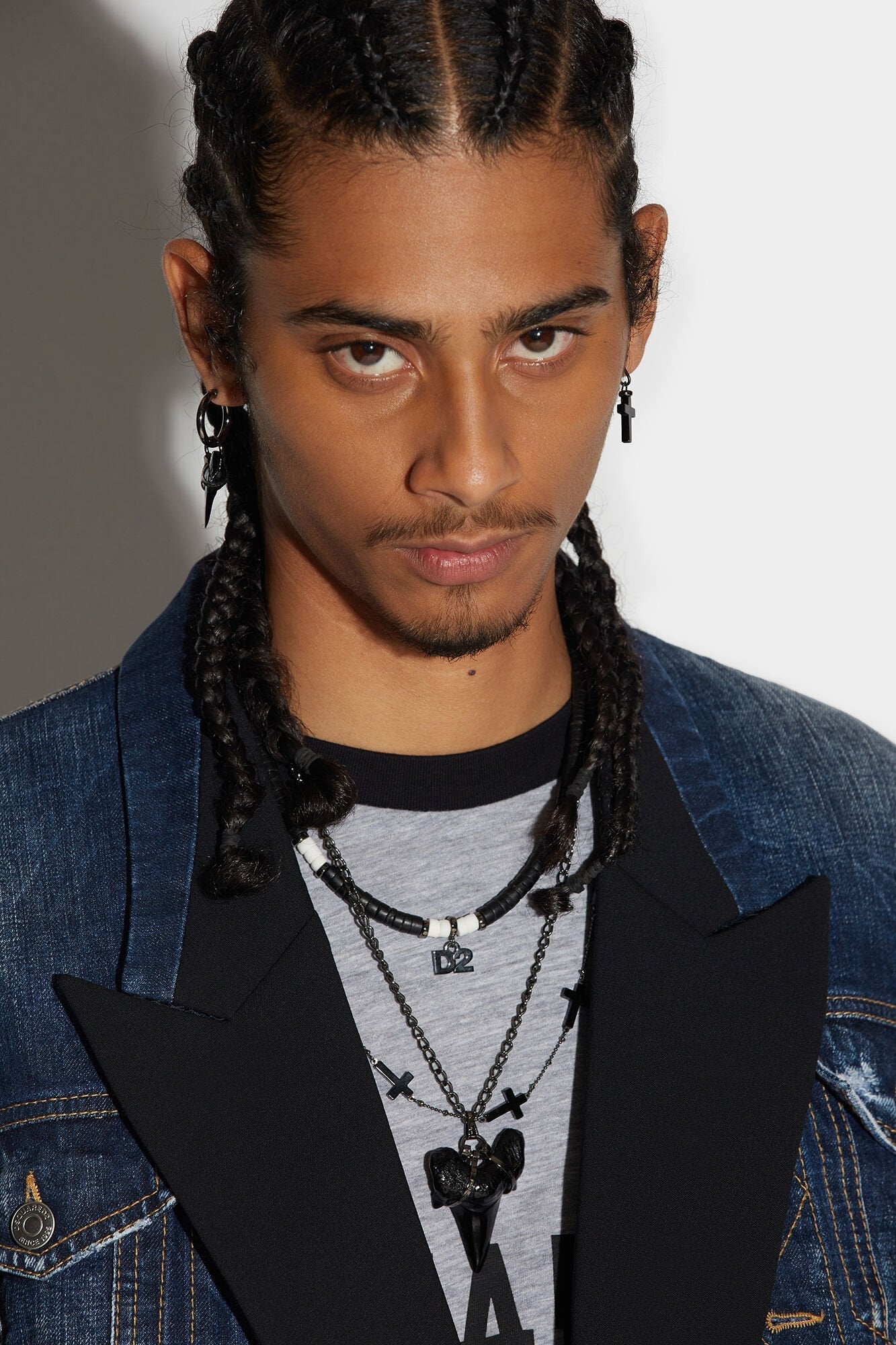 Navy Blue Fibres Denim Jacket - TIZZIL