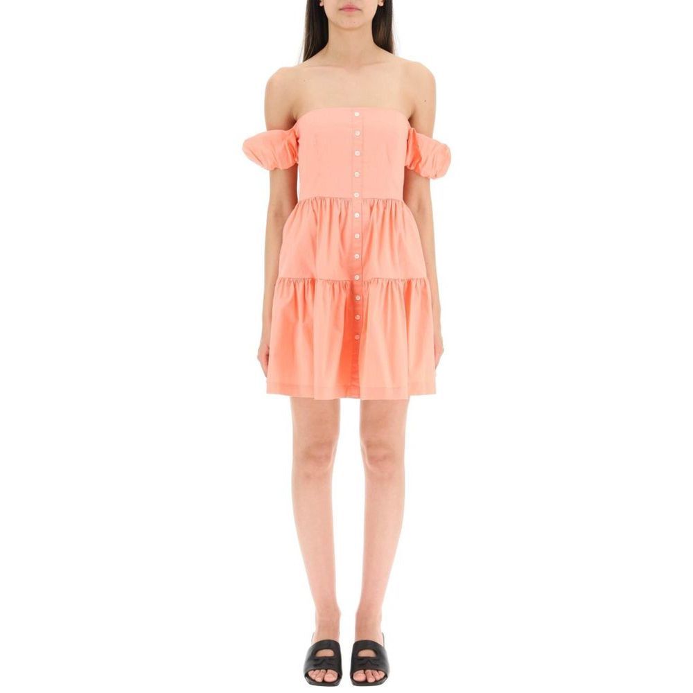 Orange Cotton Casual Dress - TIZZIL