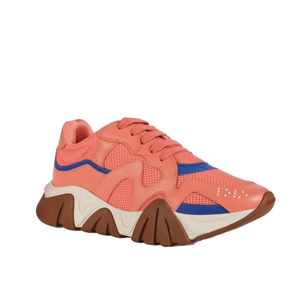 Orange Leather Chunky Sneakers - TIZZIL