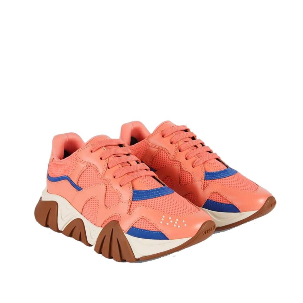 Orange Leather Chunky Sneakers - TIZZIL