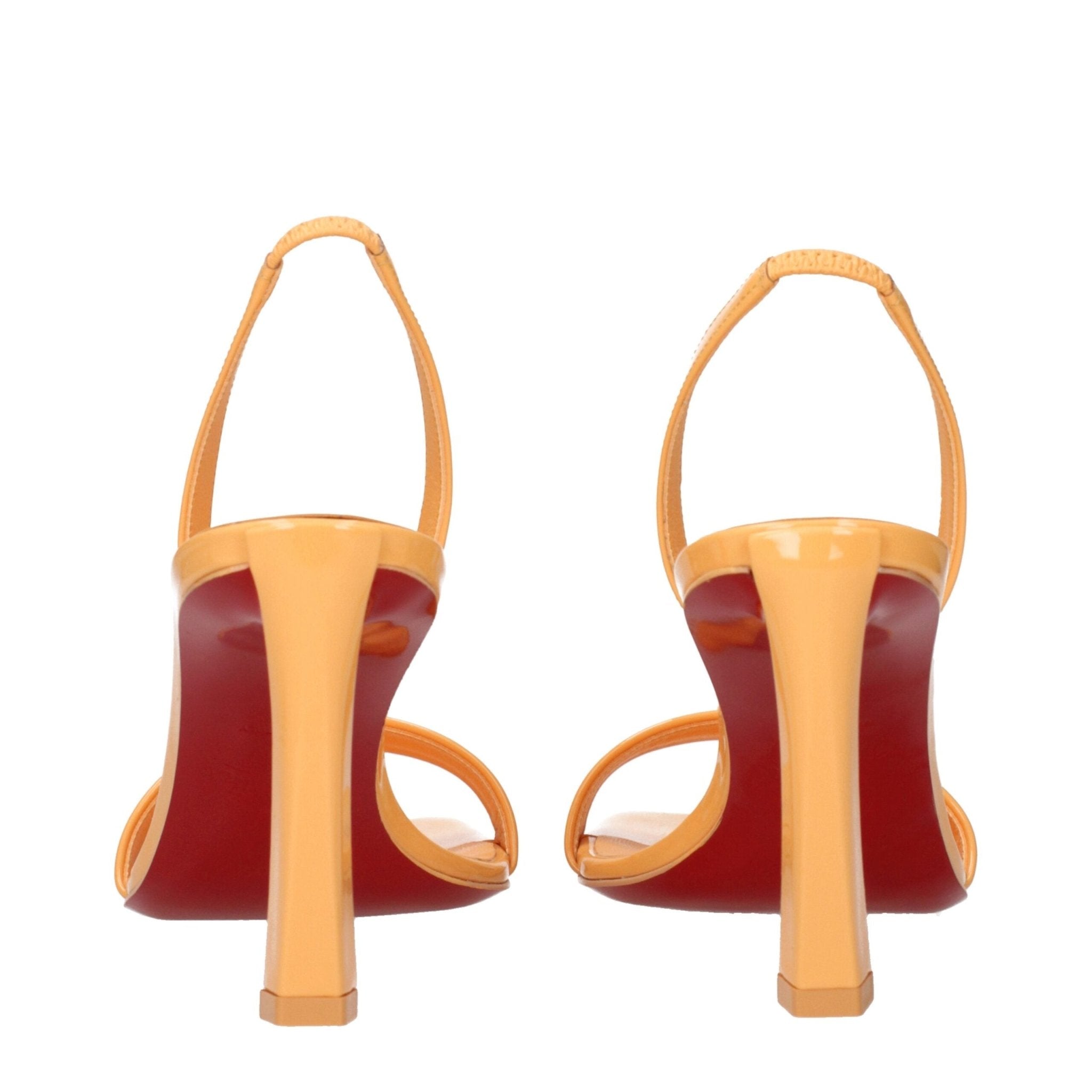 Orange Leather Stiletto Heel Sandals - TIZZIL