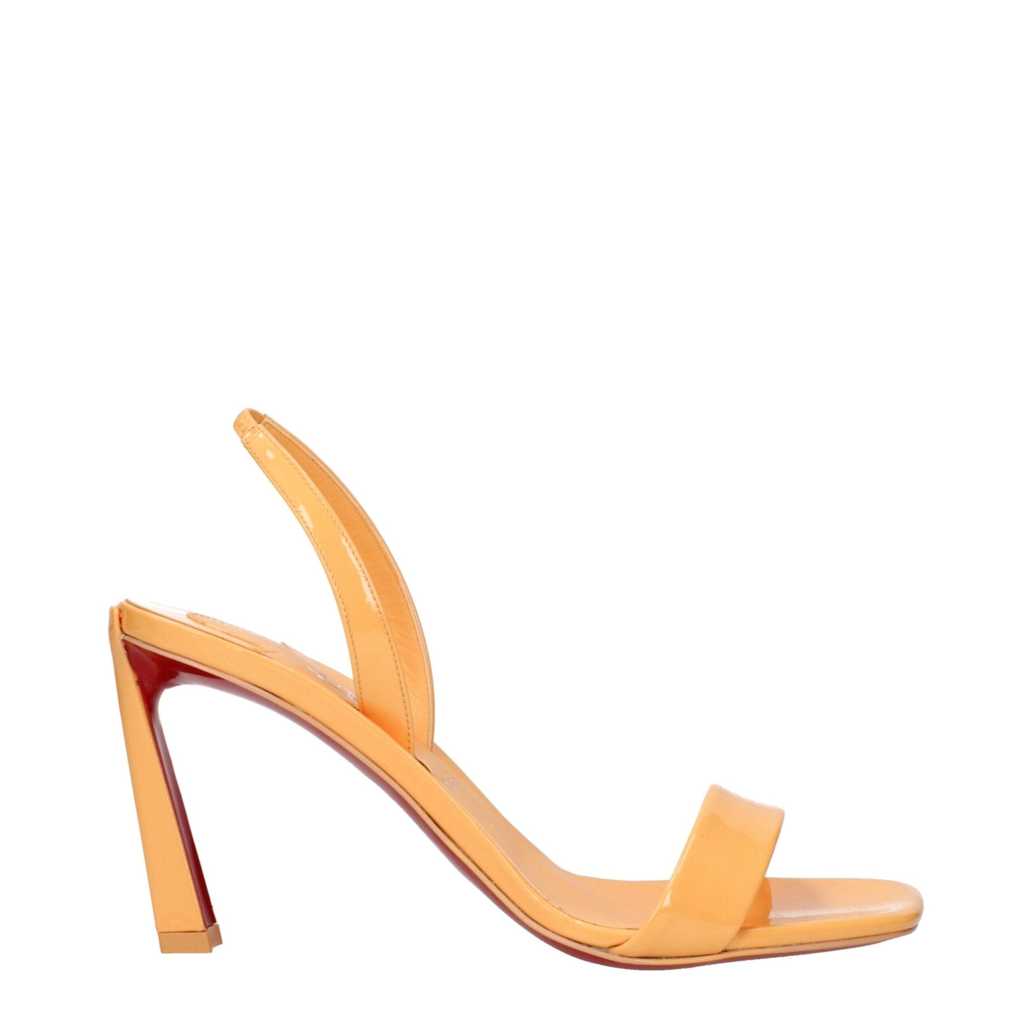 Orange Leather Stiletto Heel Sandals - TIZZIL