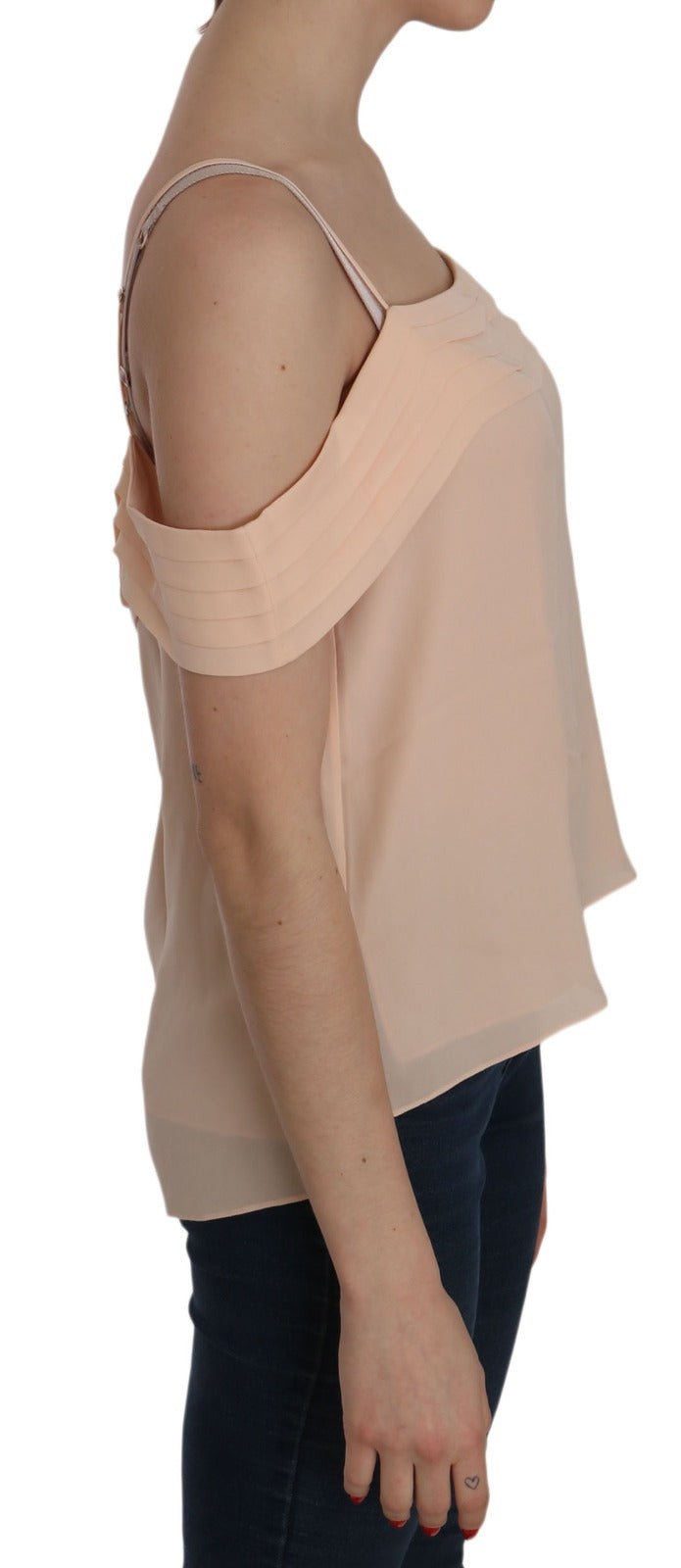 Orange Off Shoulder Strap Square Neck Top Blouse - TIZZIL