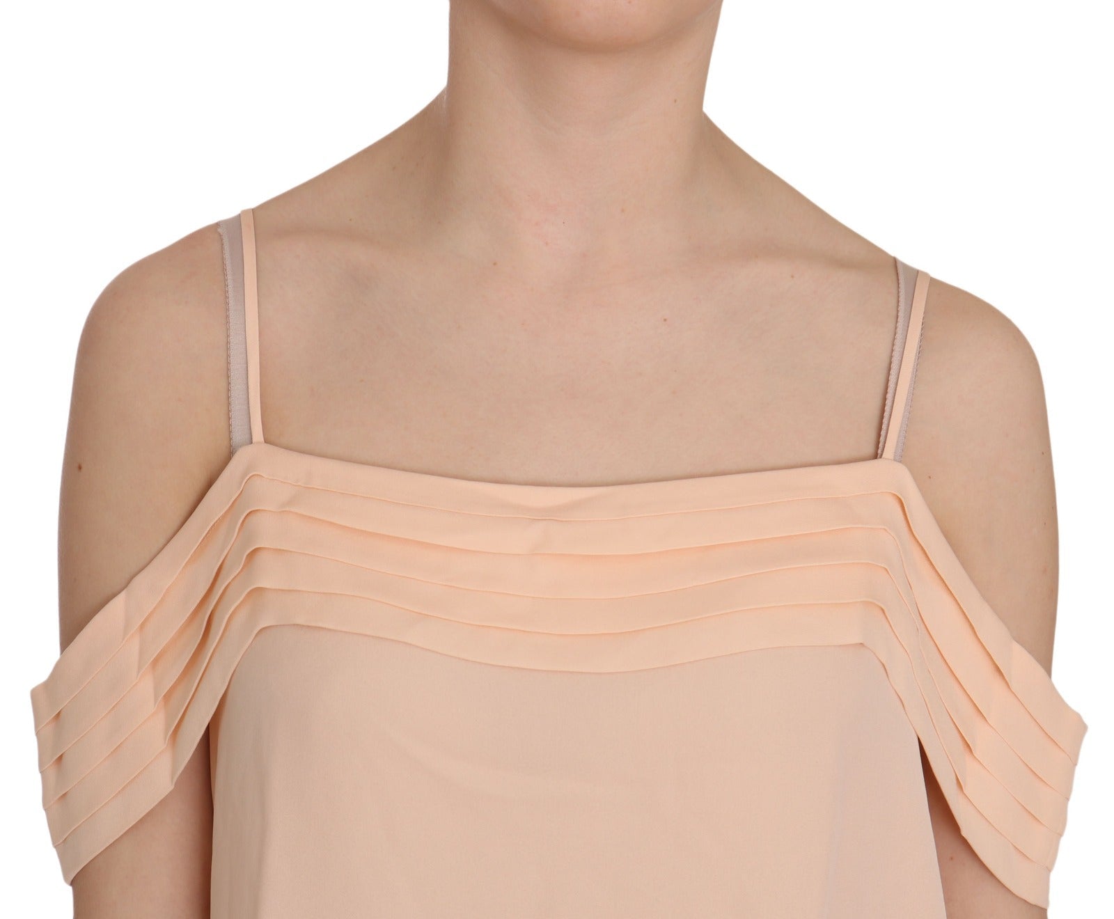 Orange Off Shoulder Strap Square Neck Top Blouse - TIZZIL
